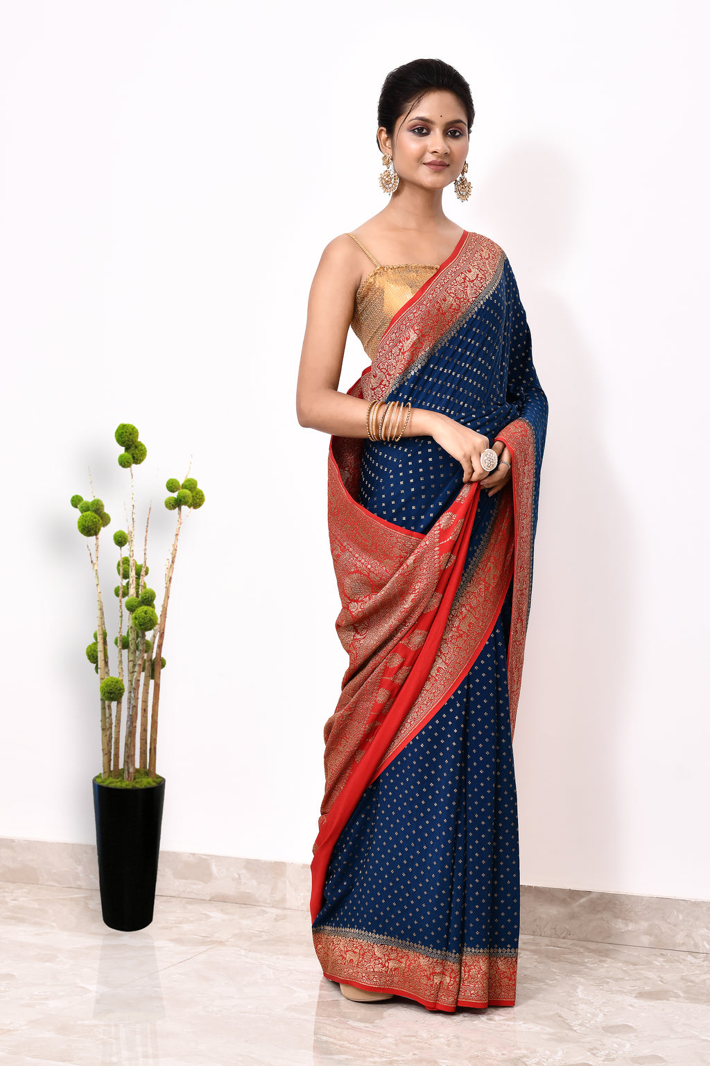 Blue Khaddi Silk Handwoven Banaras Saree