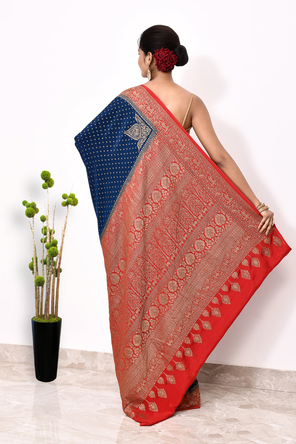 Blue Khaddi Silk Handwoven Banaras Saree