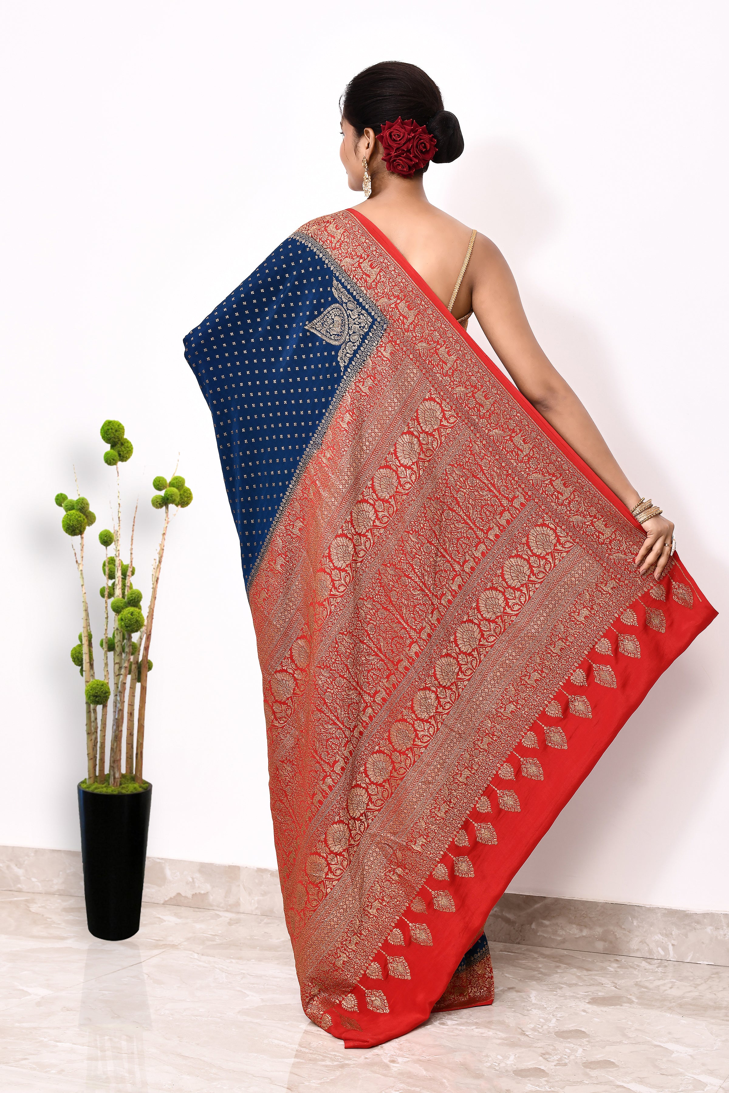 Blue Khaddi Silk Handwoven Banaras Saree