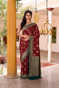 Coca brown Banarasi Crape Chiffon Silk Saree