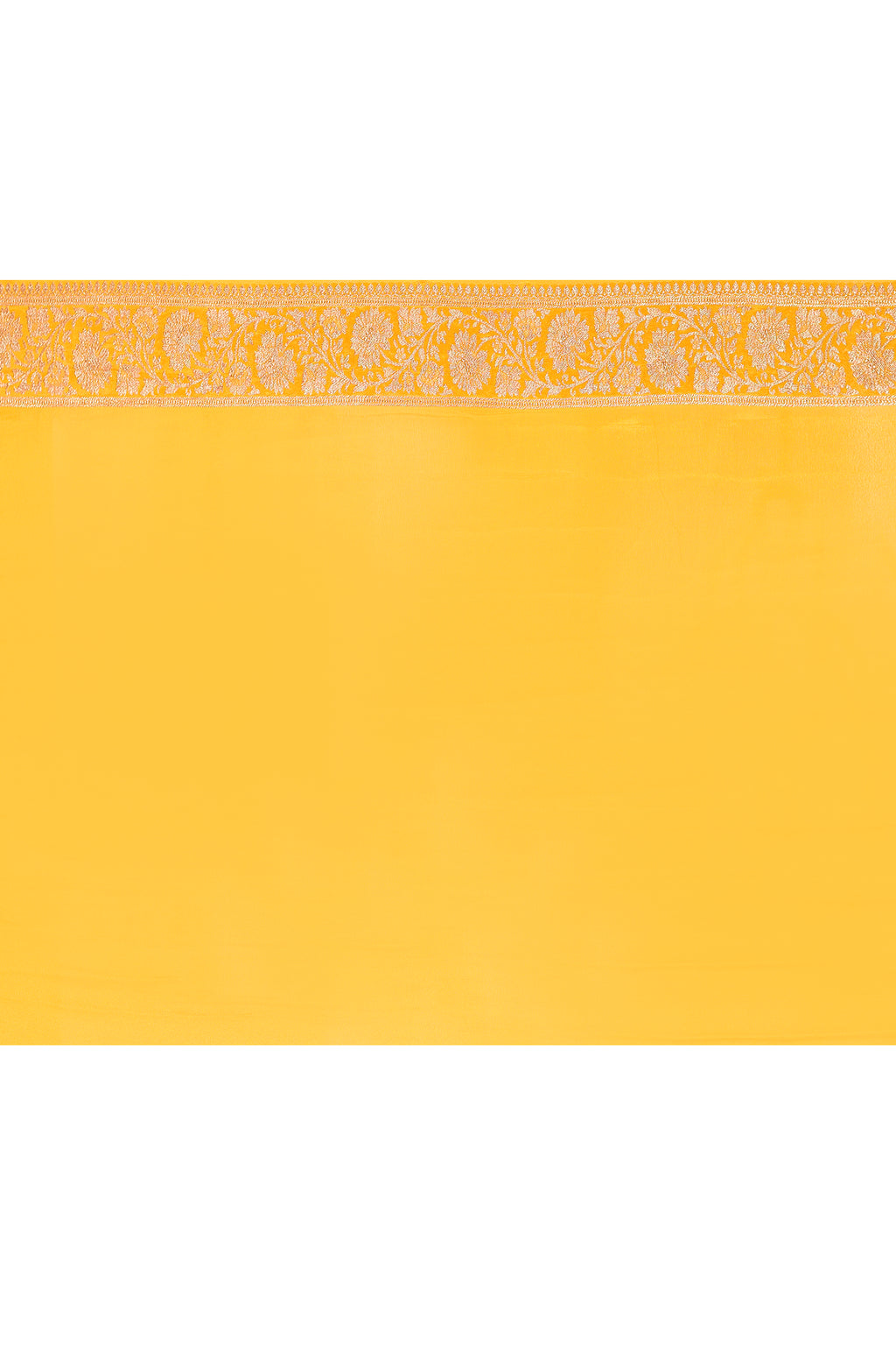 Golden Mustard Banarasi Crape Chiffon Silk Saree