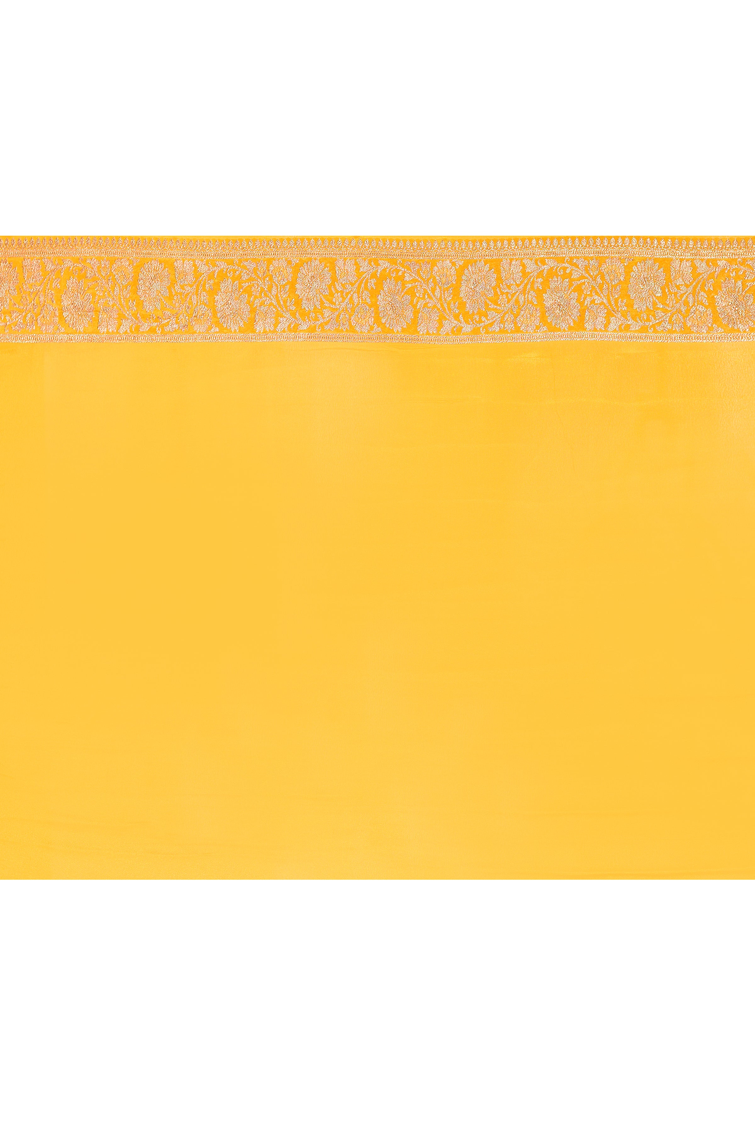 Golden Mustard Banarasi Crape Chiffon Silk Saree