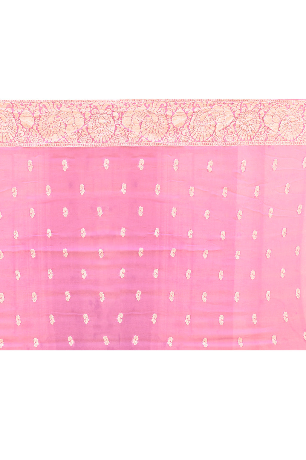 Pastel Pink Banarasi Crape Chiffon Silk Saree
