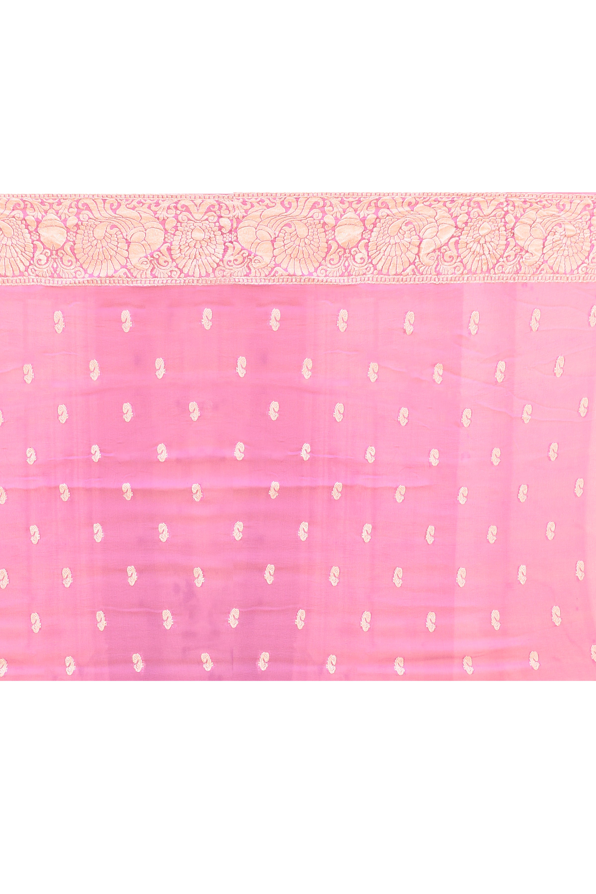 Pastel Pink Banarasi Crape Chiffon Silk Saree