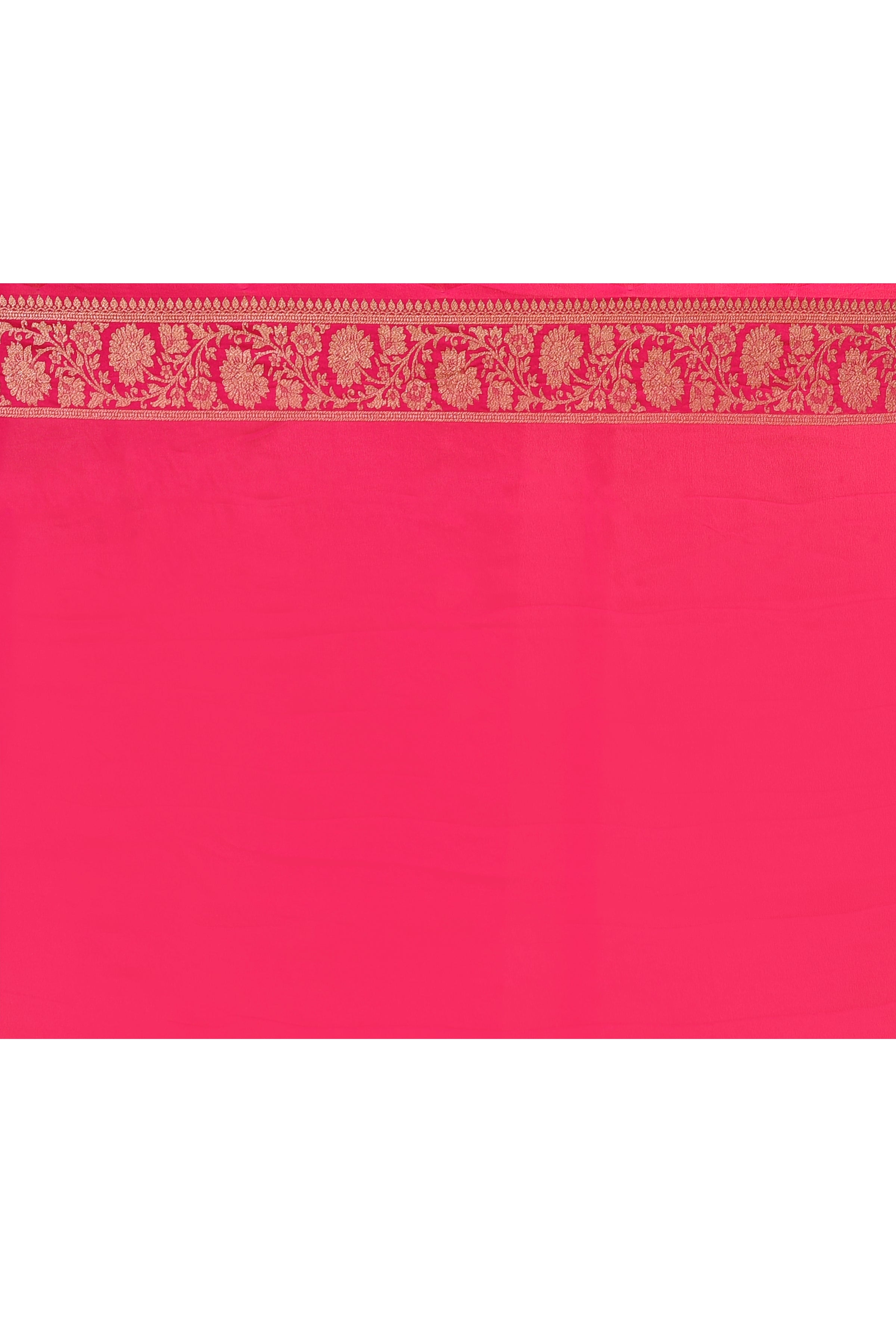 Hot Pink Banarasi Crape Chiffon Silk Saree