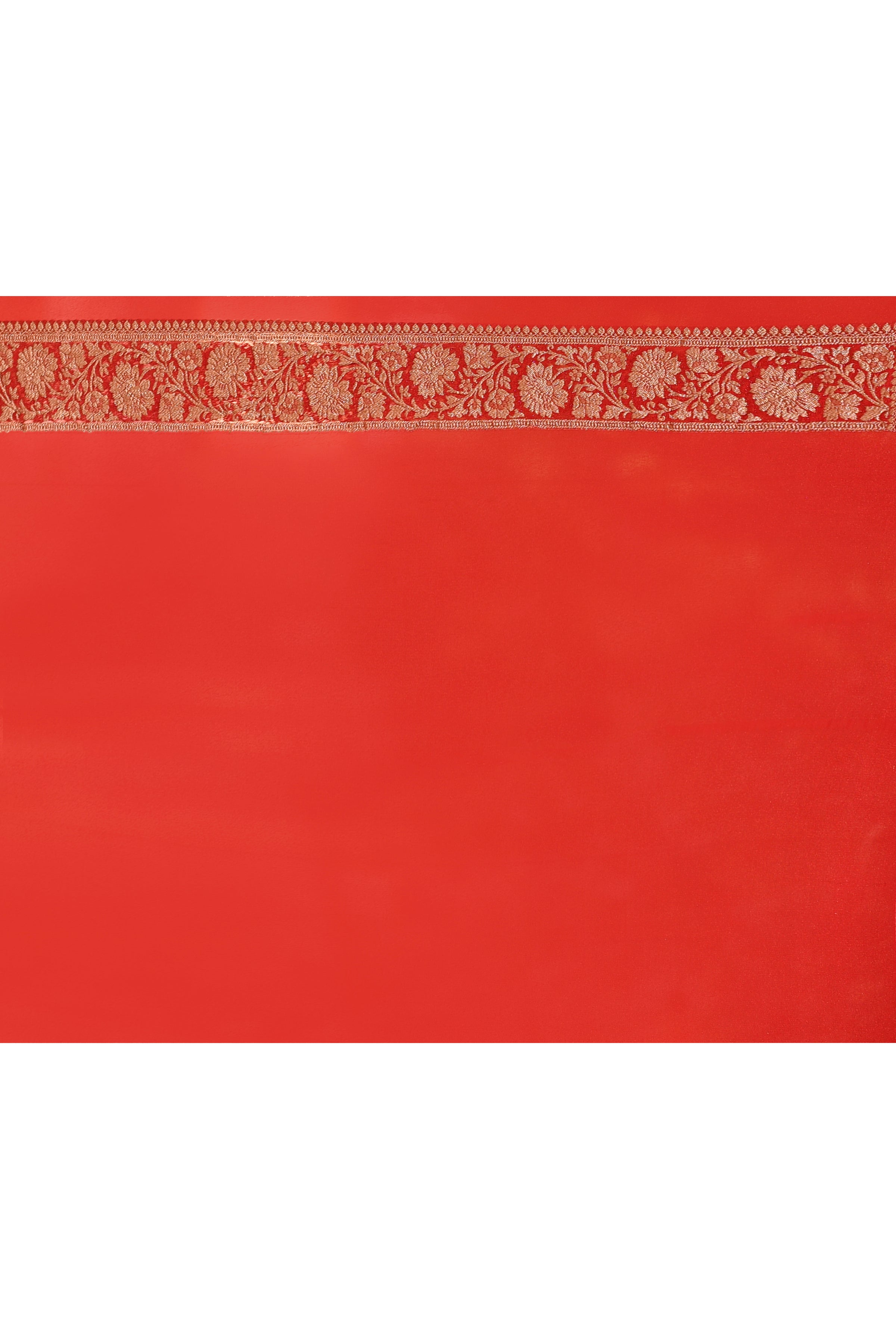 Red Banarasi Crape Chiffon Silk Saree