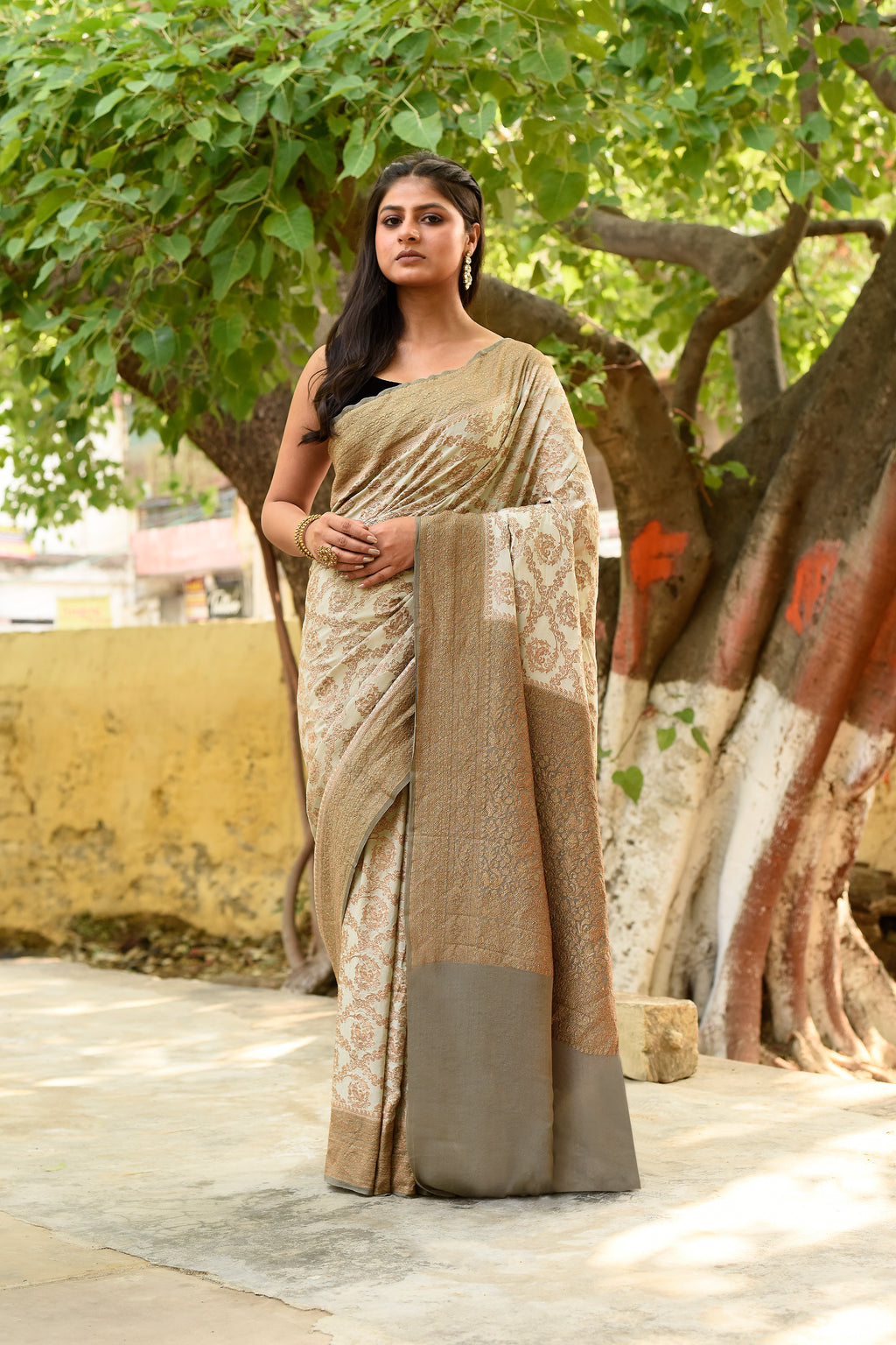 Pastel Green Banarasi Crepe Silk Saree