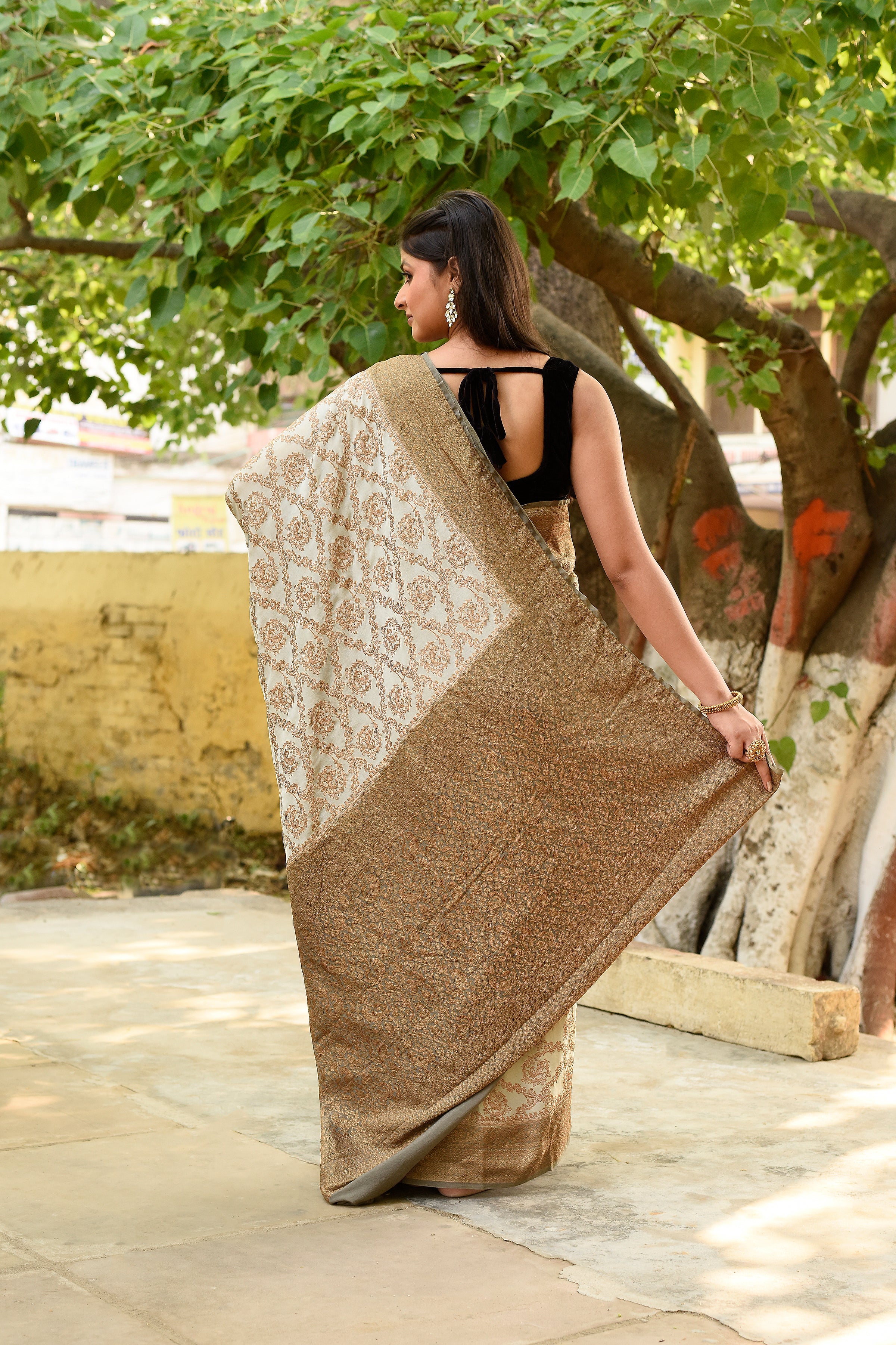 Pastel Green Banarasi Crepe Silk Saree