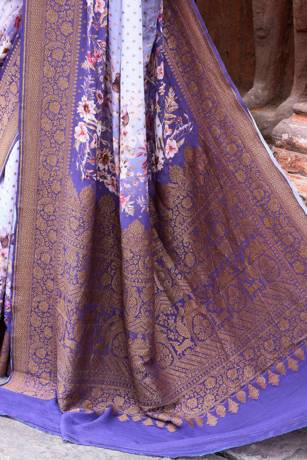 Orchid Purple Banarasi Crape Chiffon Silk Saree