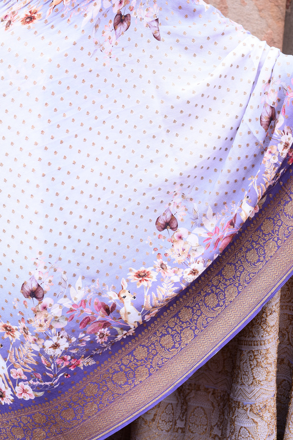 Orchid Purple Banarasi Crape Chiffon Silk Saree