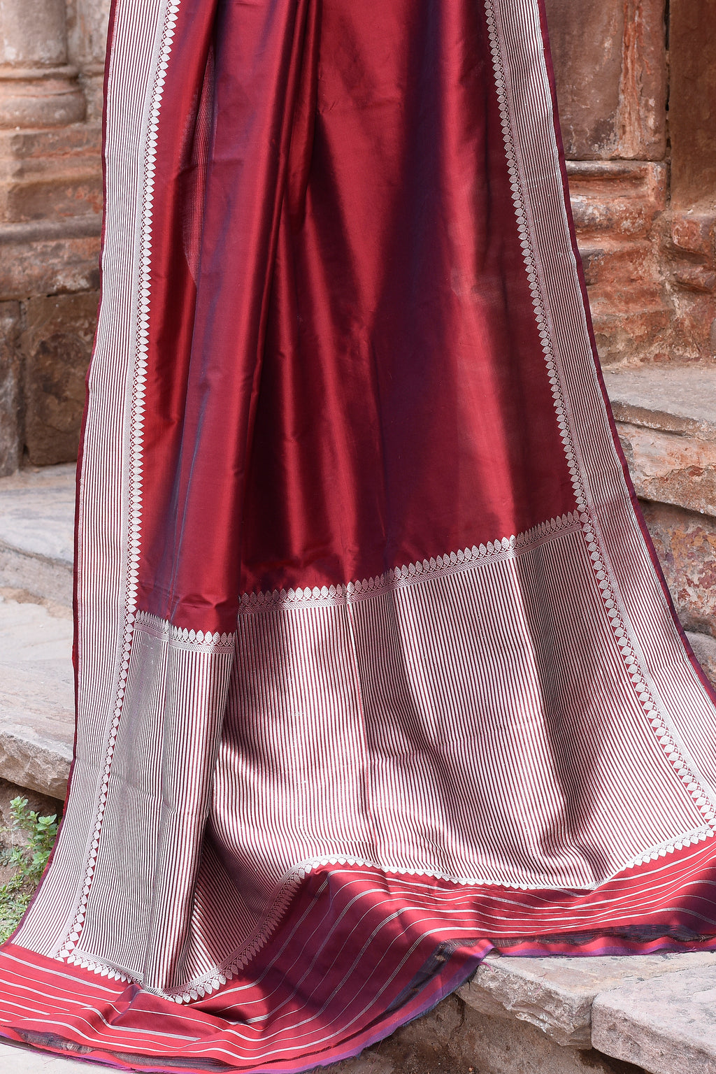 Maroon Red Pure Banarasi Katan Silk Saree