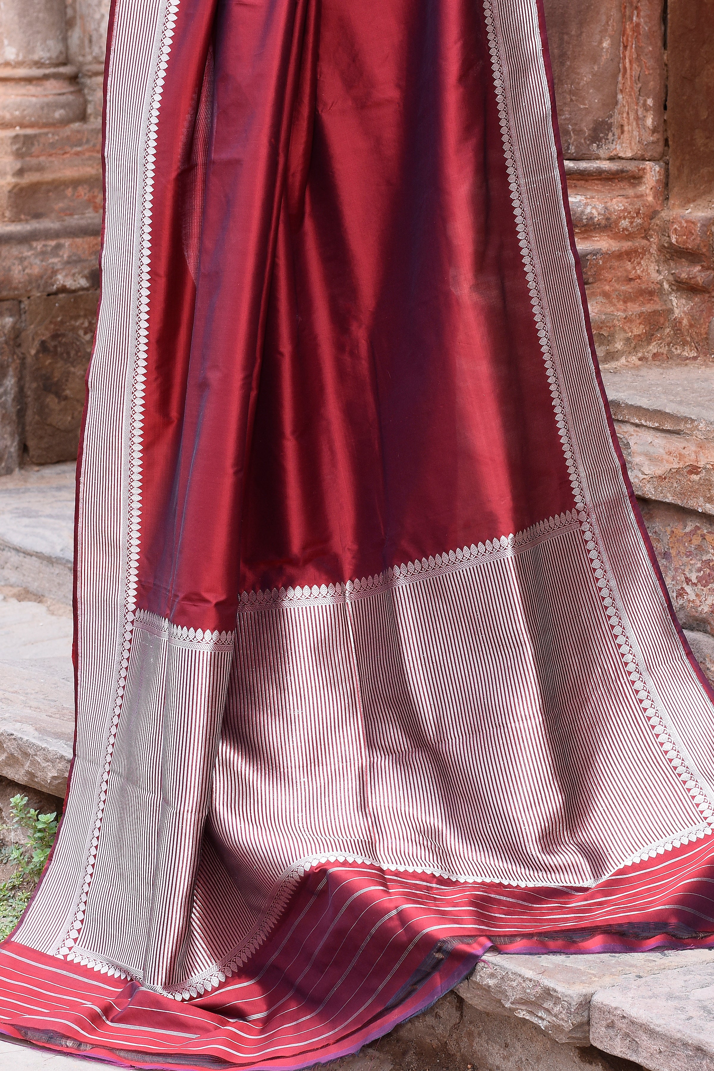 Maroon Red Pure Banarasi Katan Silk Saree