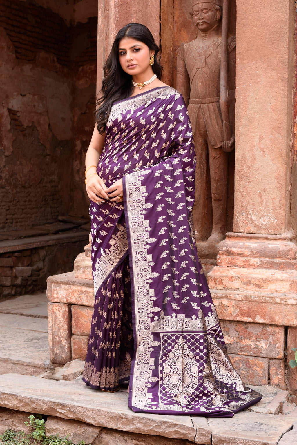 Banarasi Katan Silk Saree in Plum Purple