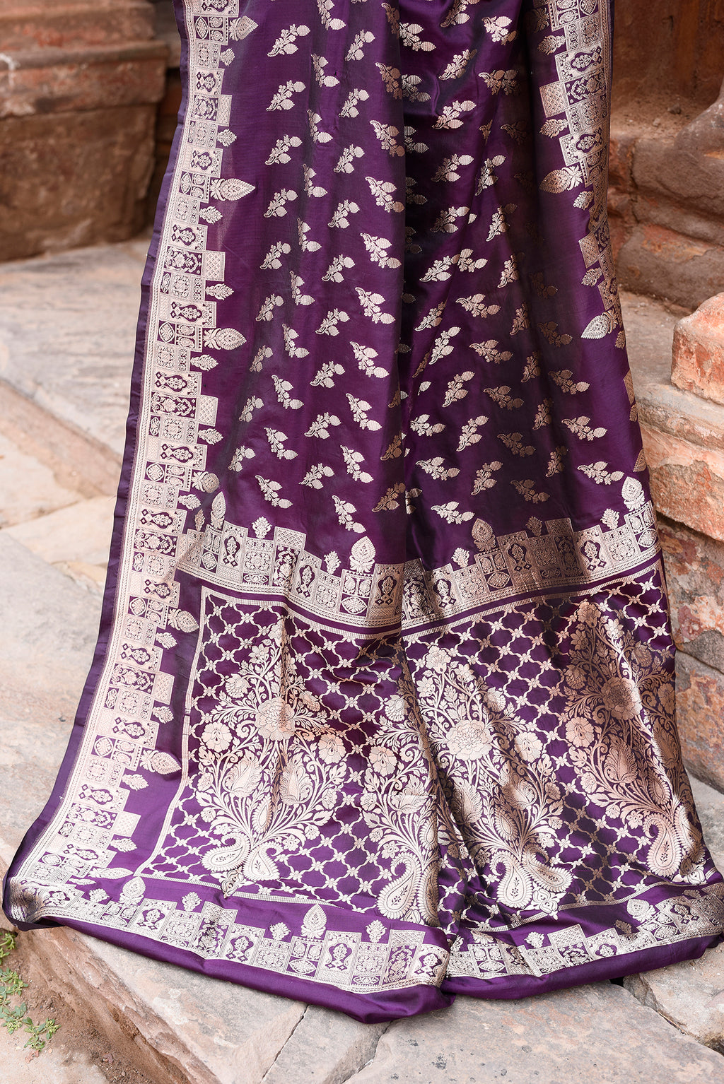 Banarasi Katan Silk Saree in Plum Purple