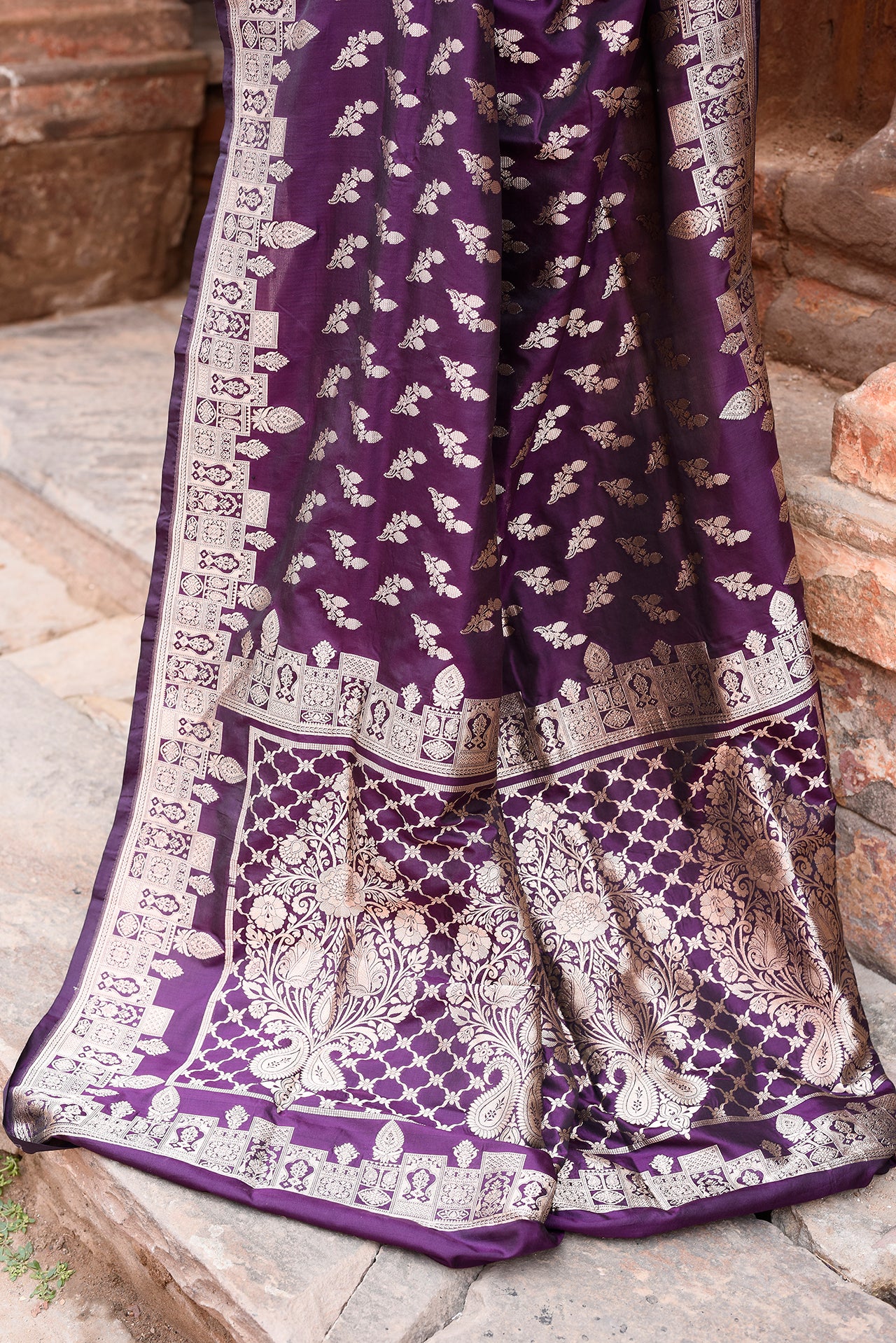 Banarasi Katan Silk Saree in Plum Purple