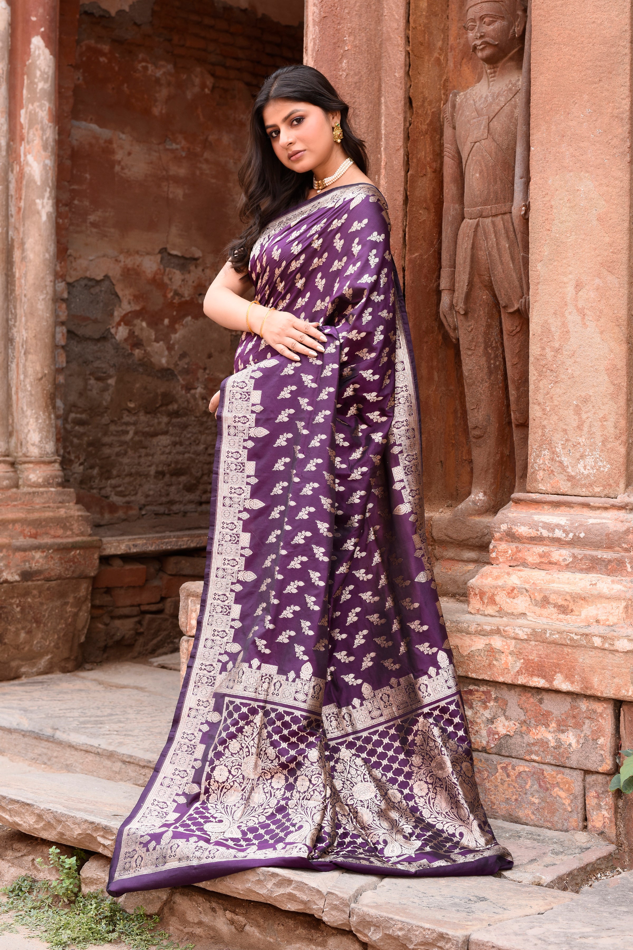 Banarasi Katan Silk Saree in Plum Purple