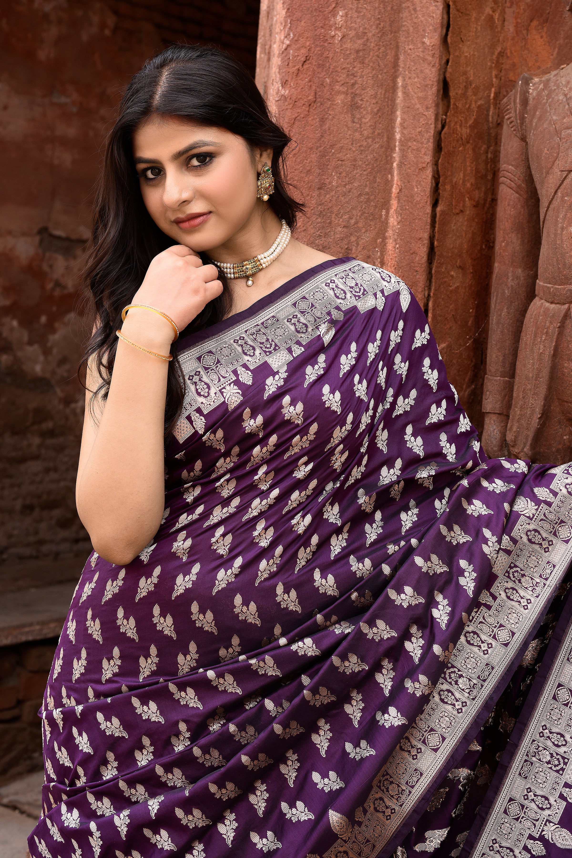 Banarasi Katan Silk Saree in Plum Purple