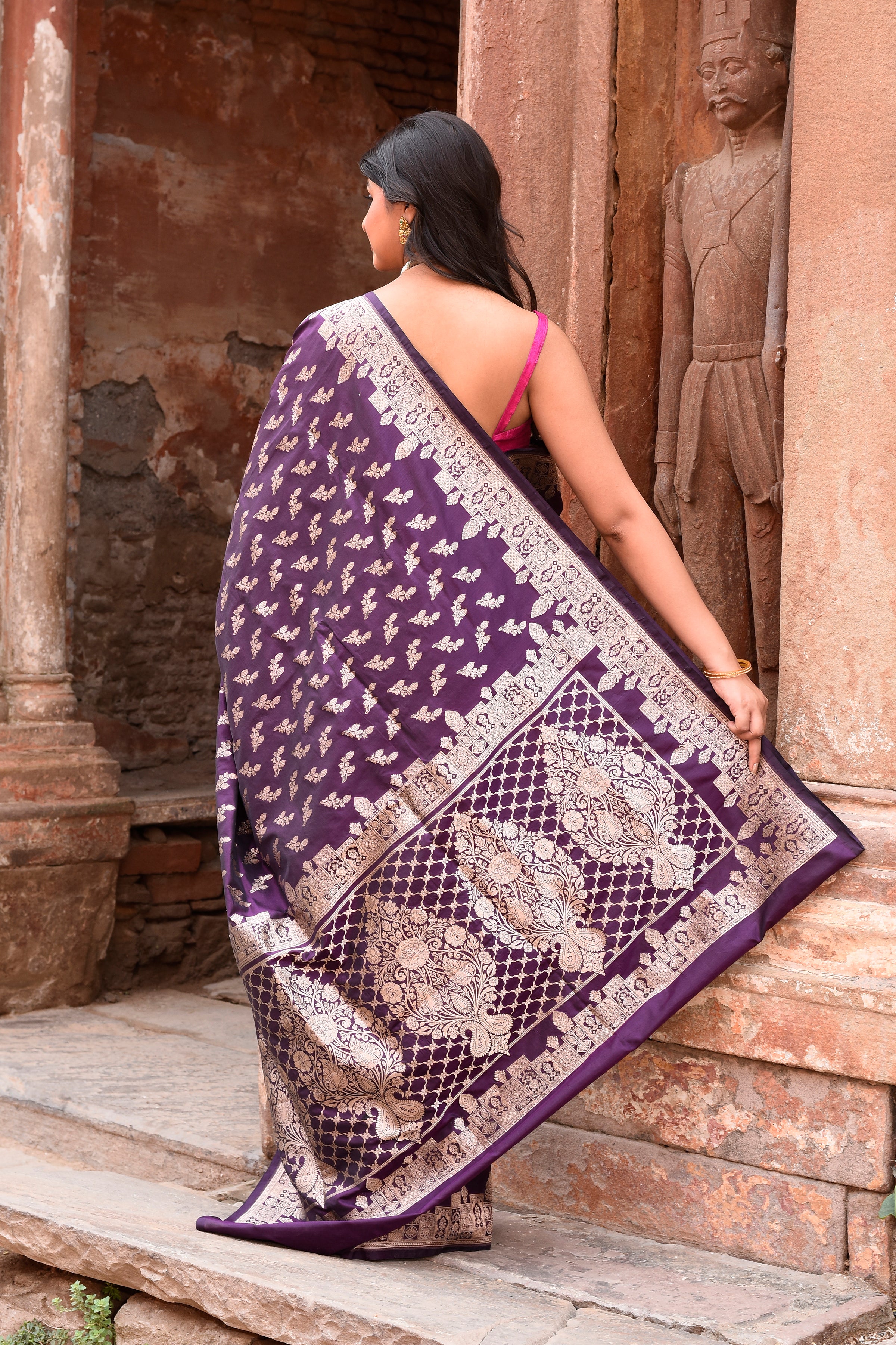 Banarasi Katan Silk Saree in Plum Purple