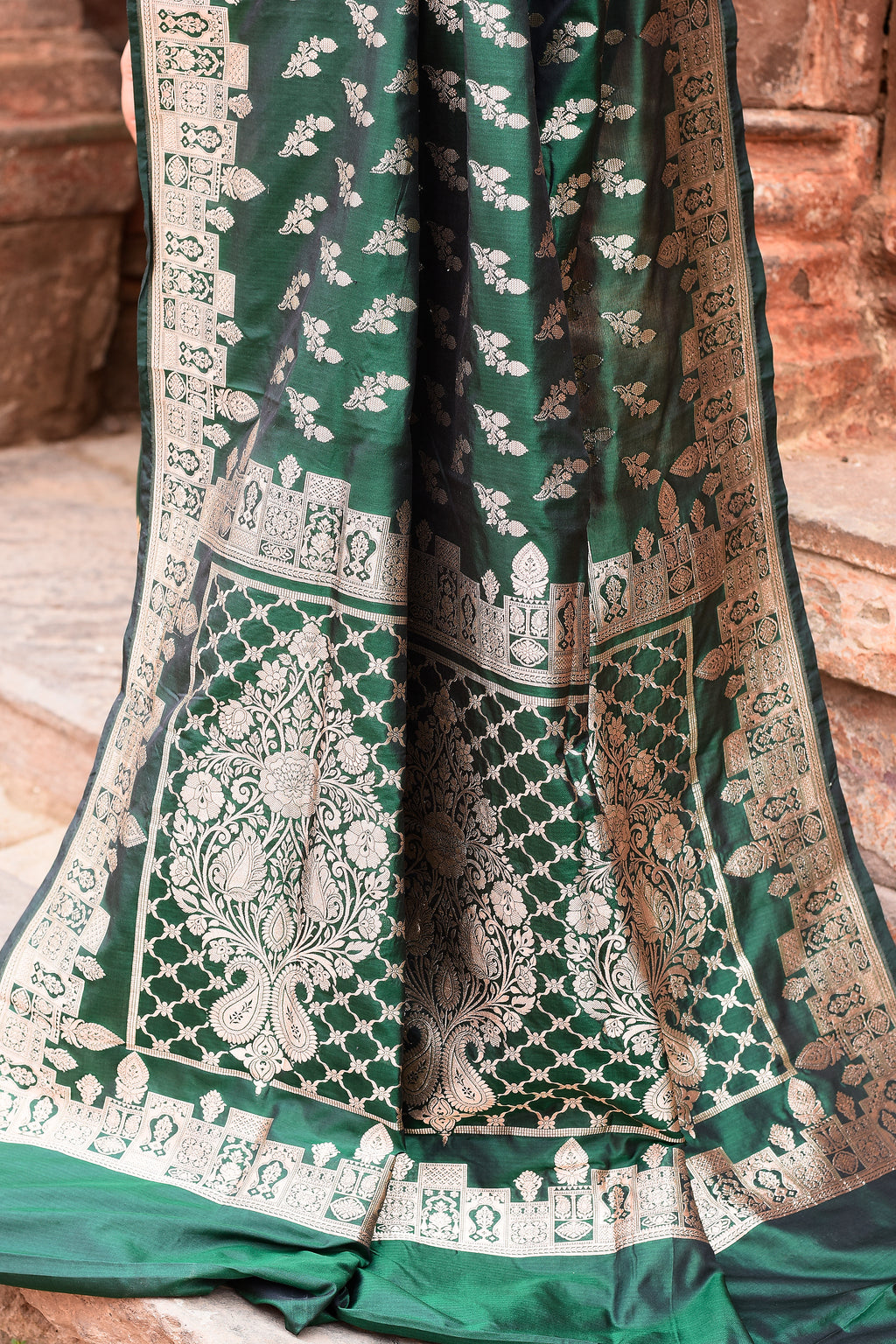 Emerald Green Banarasi Katan Silk Saree