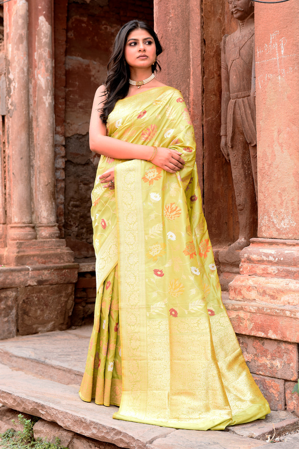 Light Green Handwoven Banarasi Katan Silk Saree