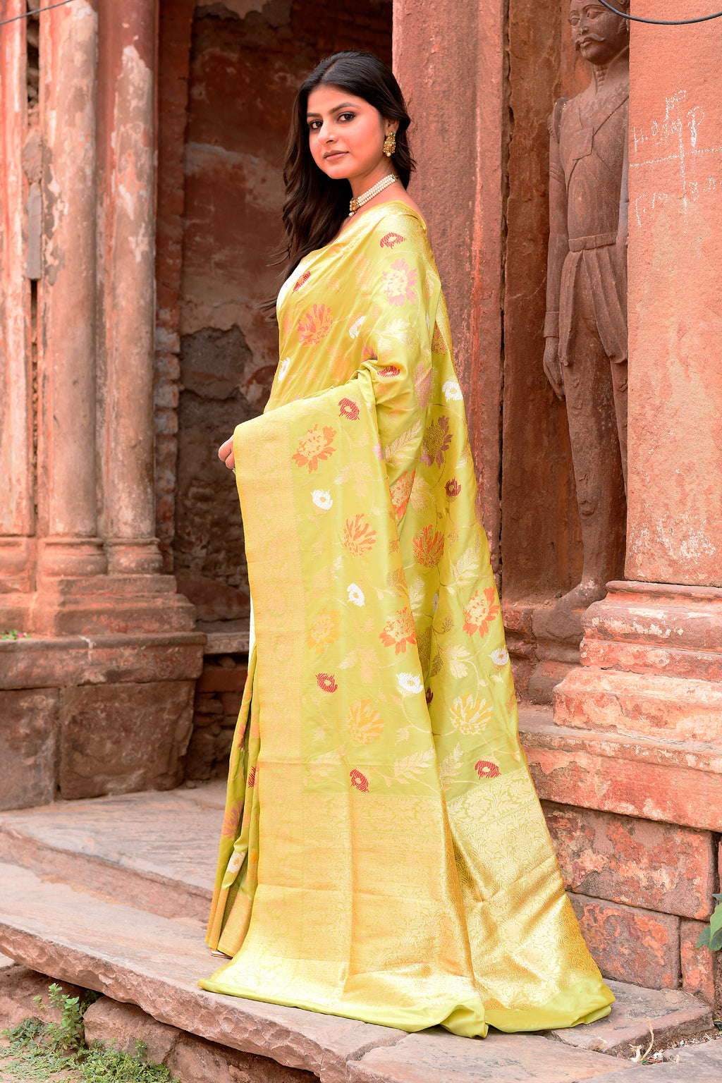 Light Green Handwoven Banarasi Katan Silk Saree