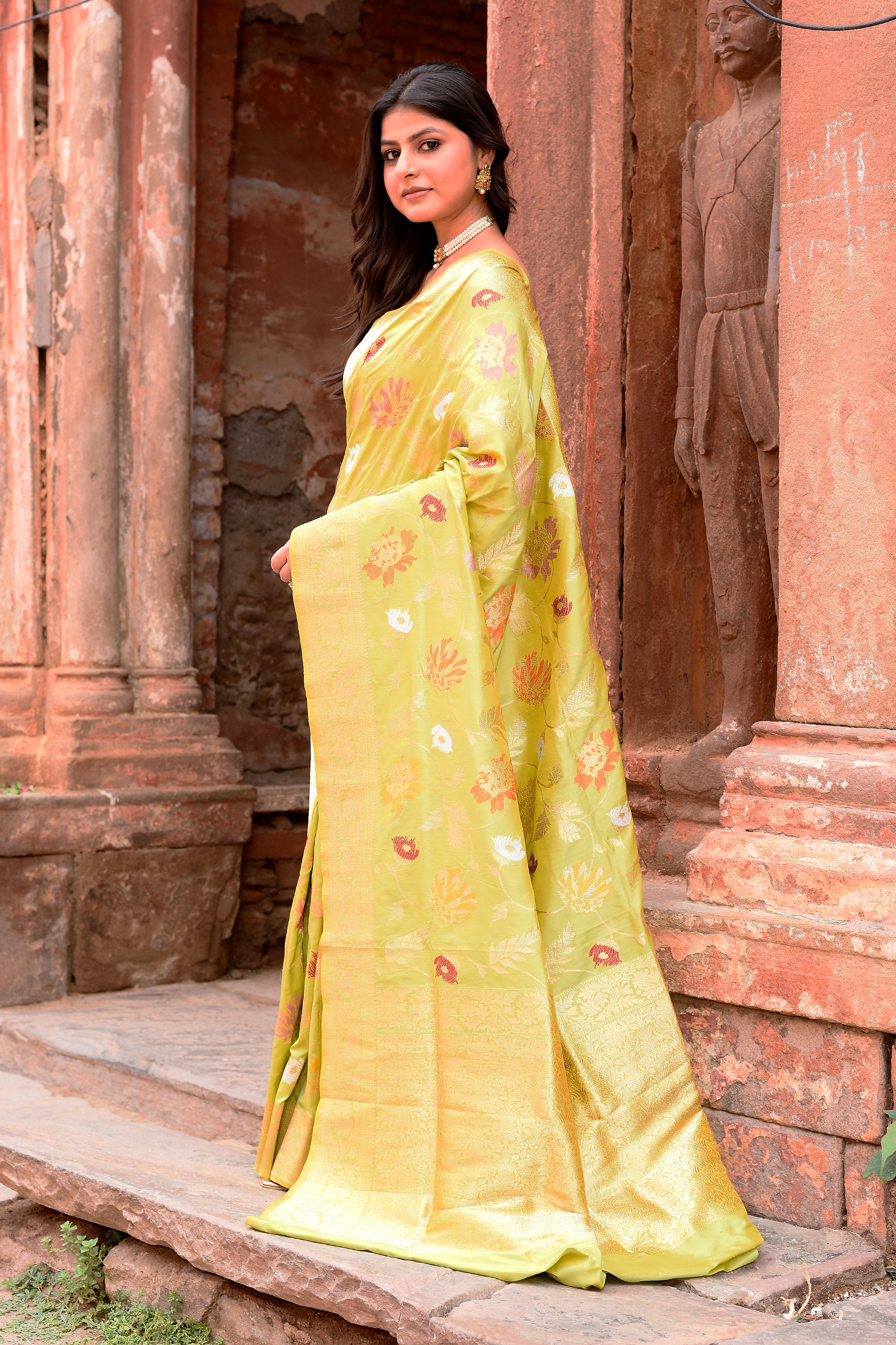 Light Green Handwoven Banarasi Katan Silk Saree