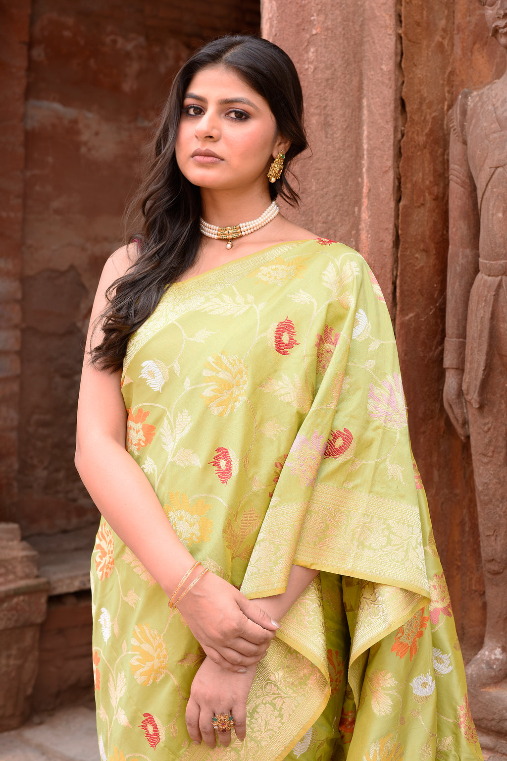 Light Green Handwoven Banarasi Katan Silk Saree