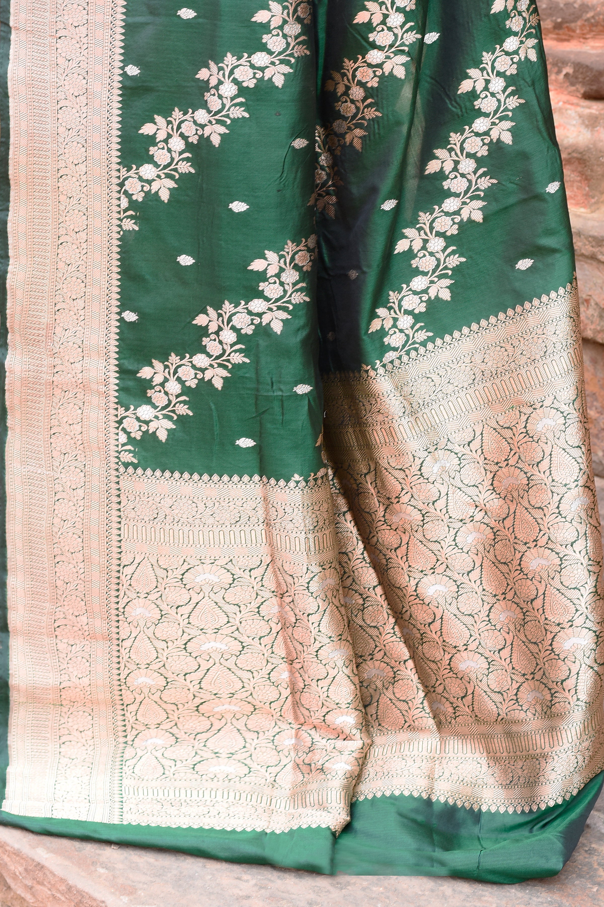 Emerald Green Handwoven Banarasi Katan Silk Saree