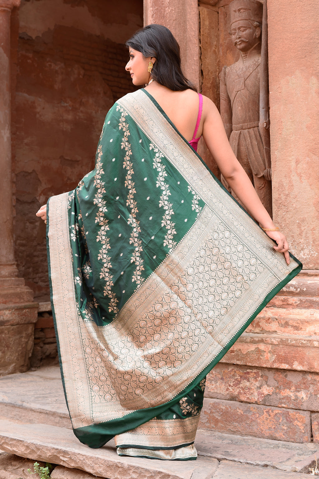 Emerald Green Handwoven Banarasi Katan Silk Saree