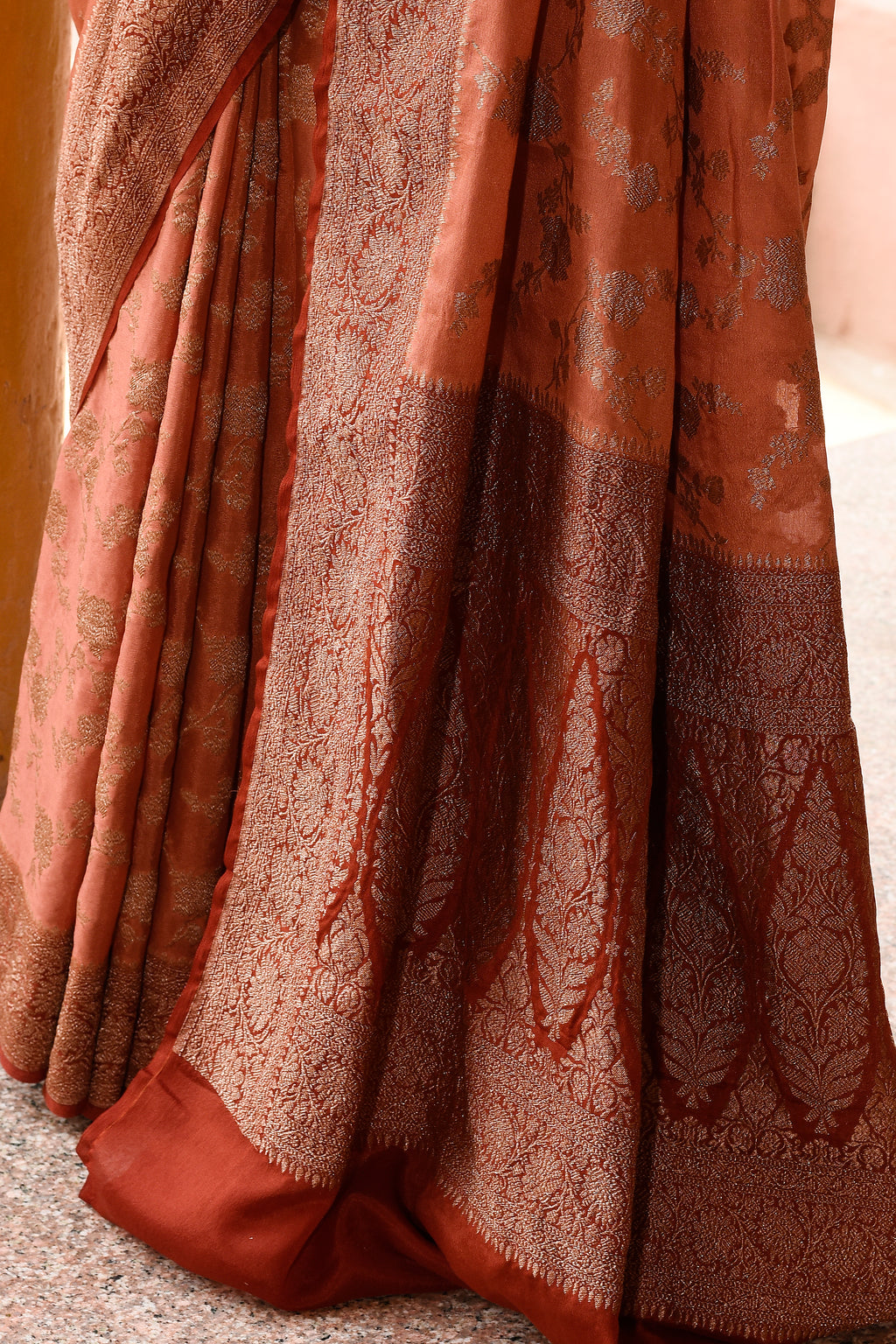 Amber Banarasi Crape Chiffon Silk Saree