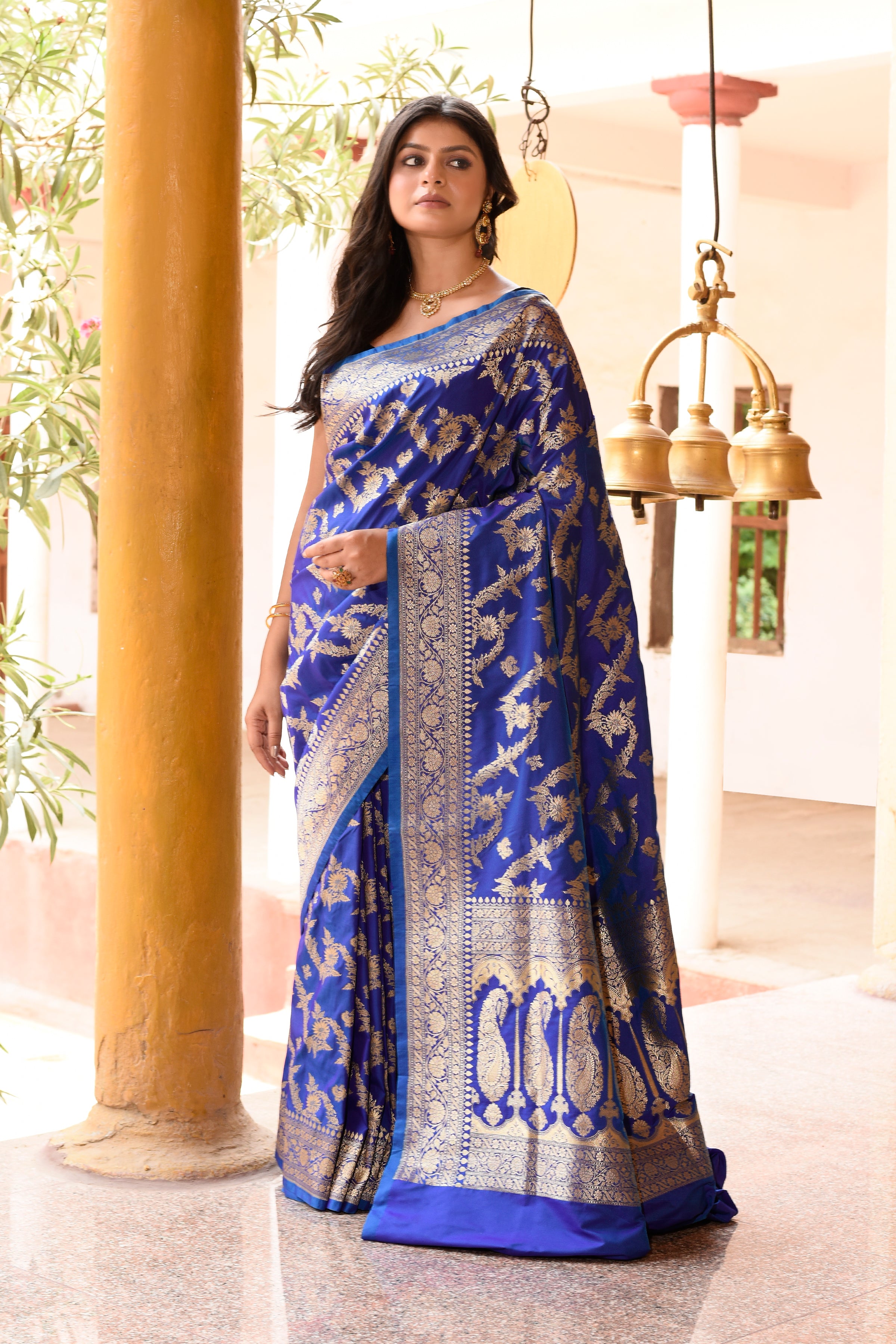 Royal Blue Banarasi Soft Silk Saree