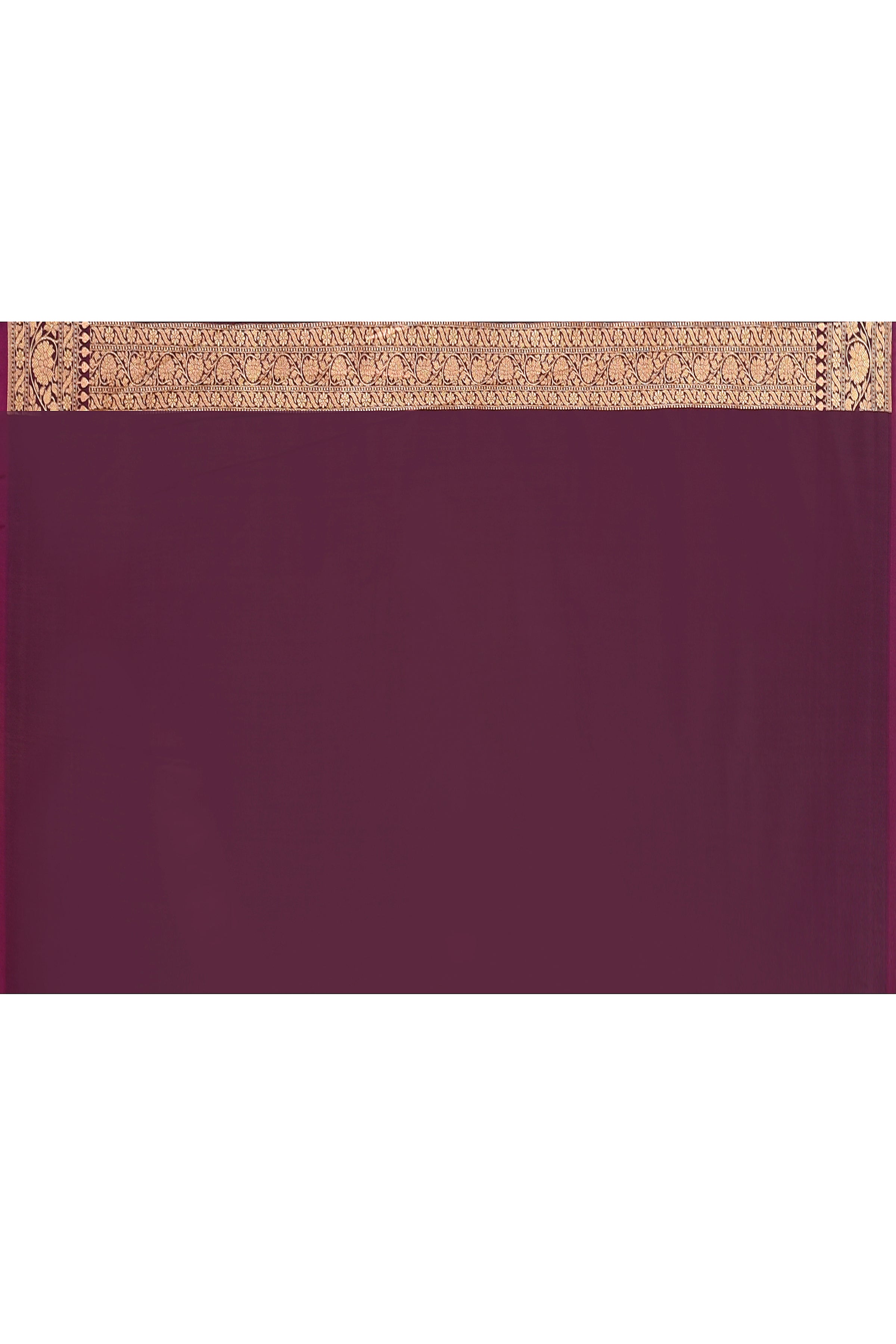 Wine Banarasi Soft Silk Saree