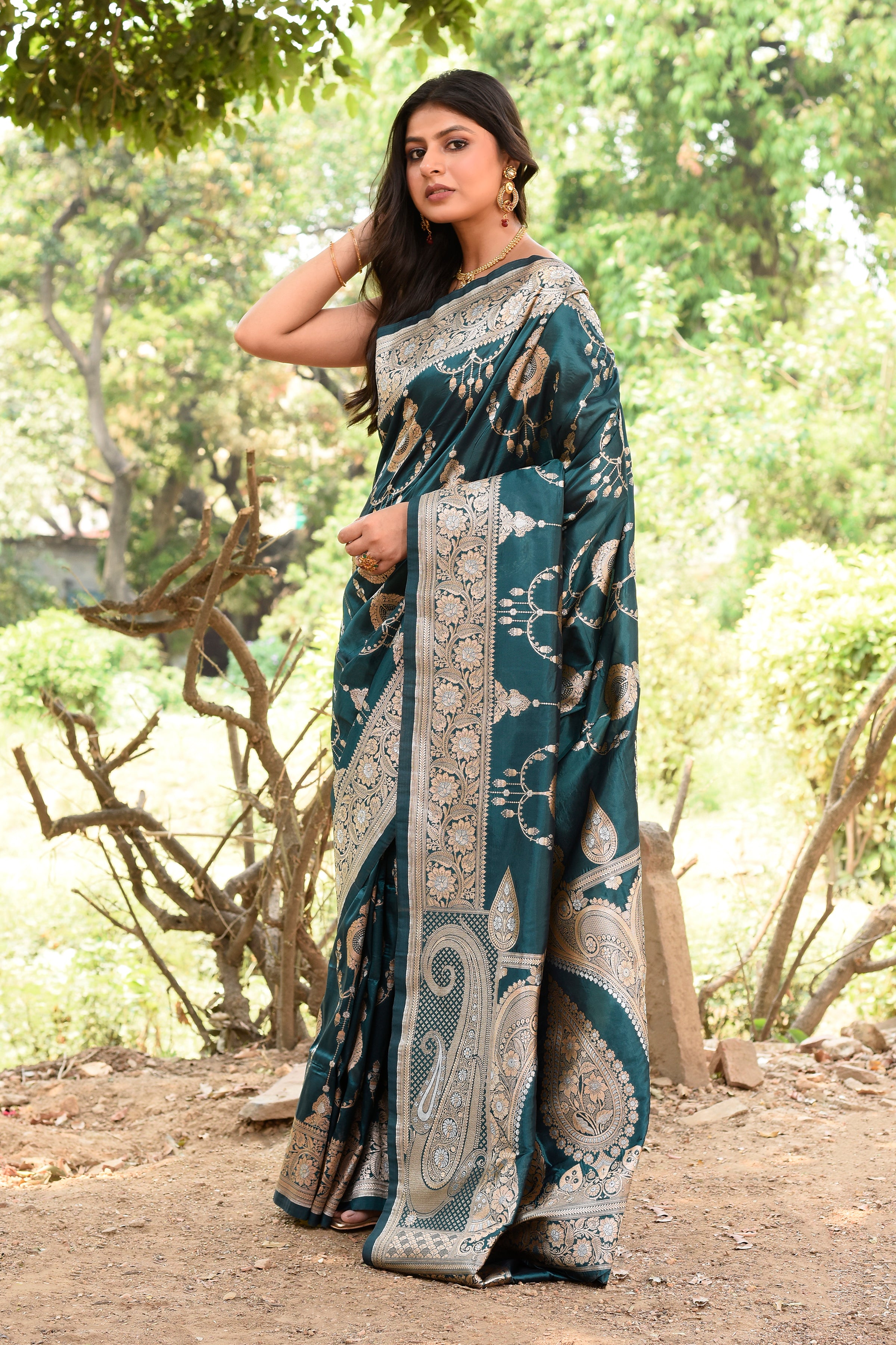 Green Banarasi Soft Silk Saree