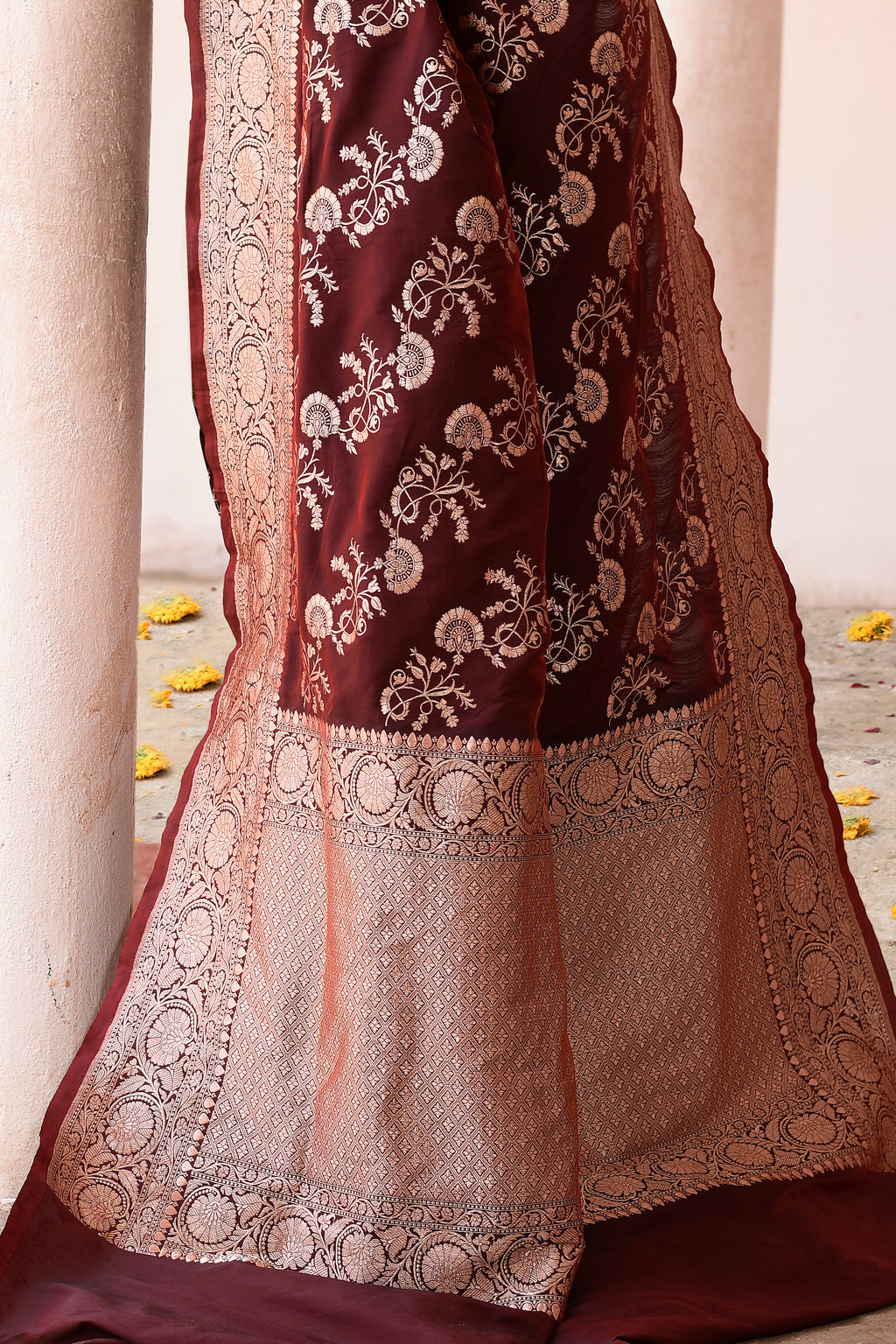 Coco Brown Banarasi Soft Silk Saree