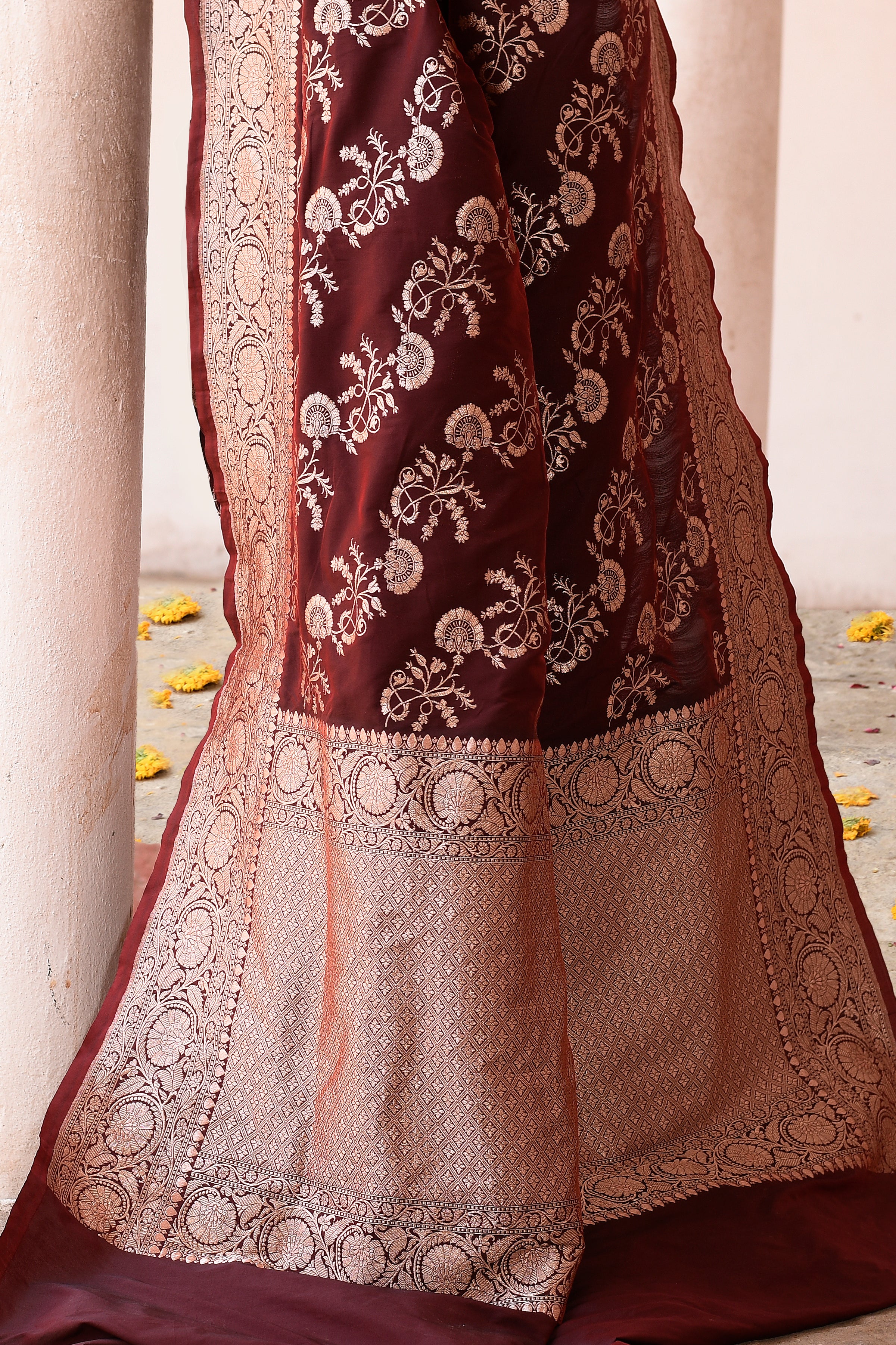 Coco Brown Banarasi Soft Silk Saree