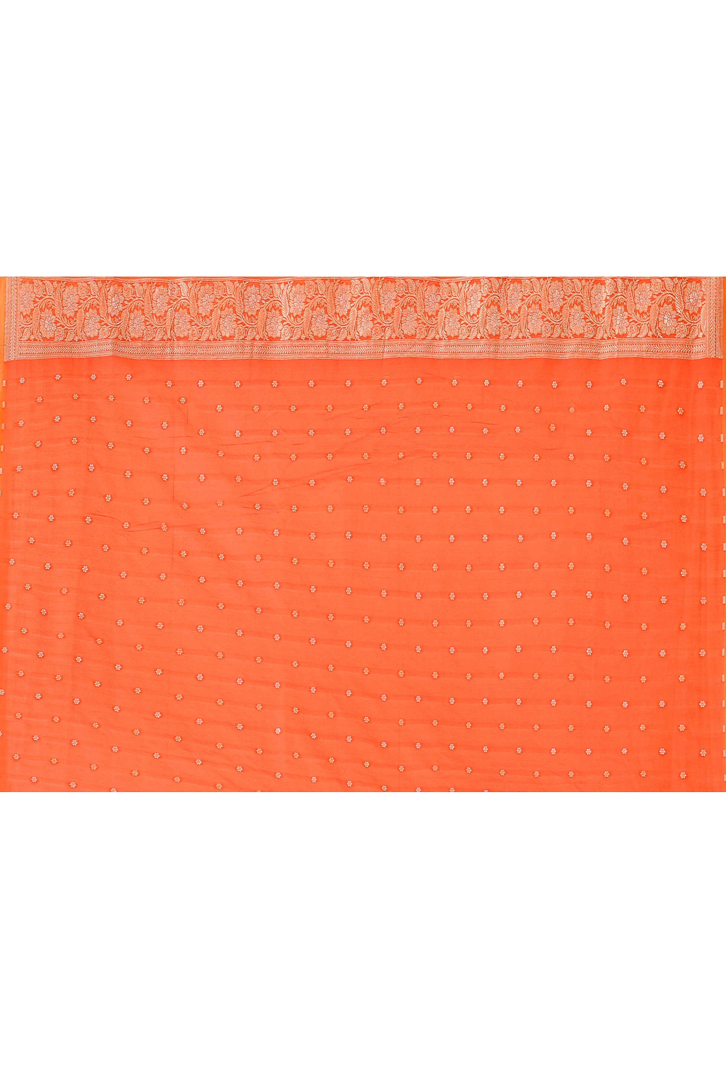 Orange Banarasi Soft Silk Saree