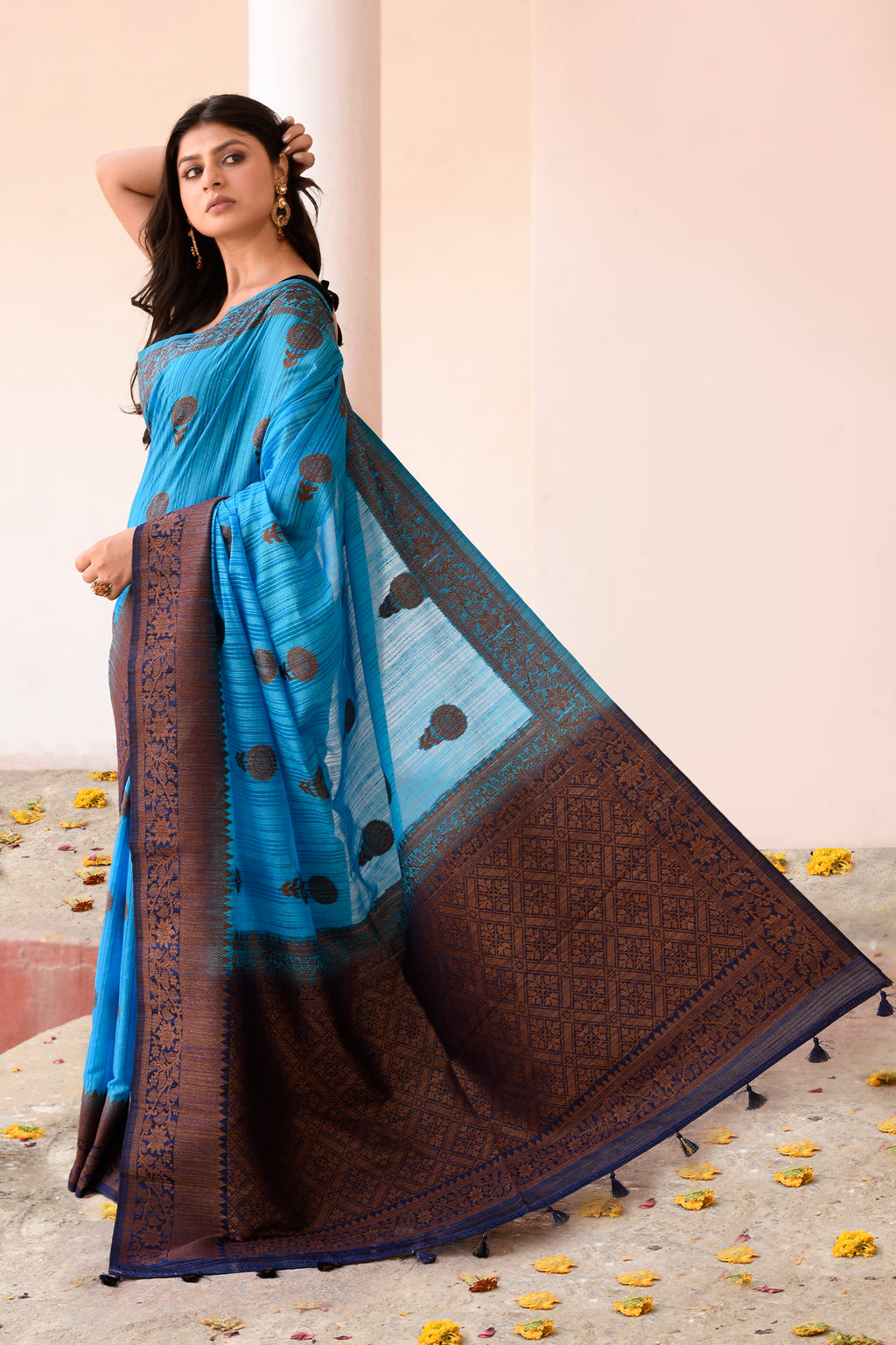 Blue Banarasi Katan Silk Saree
