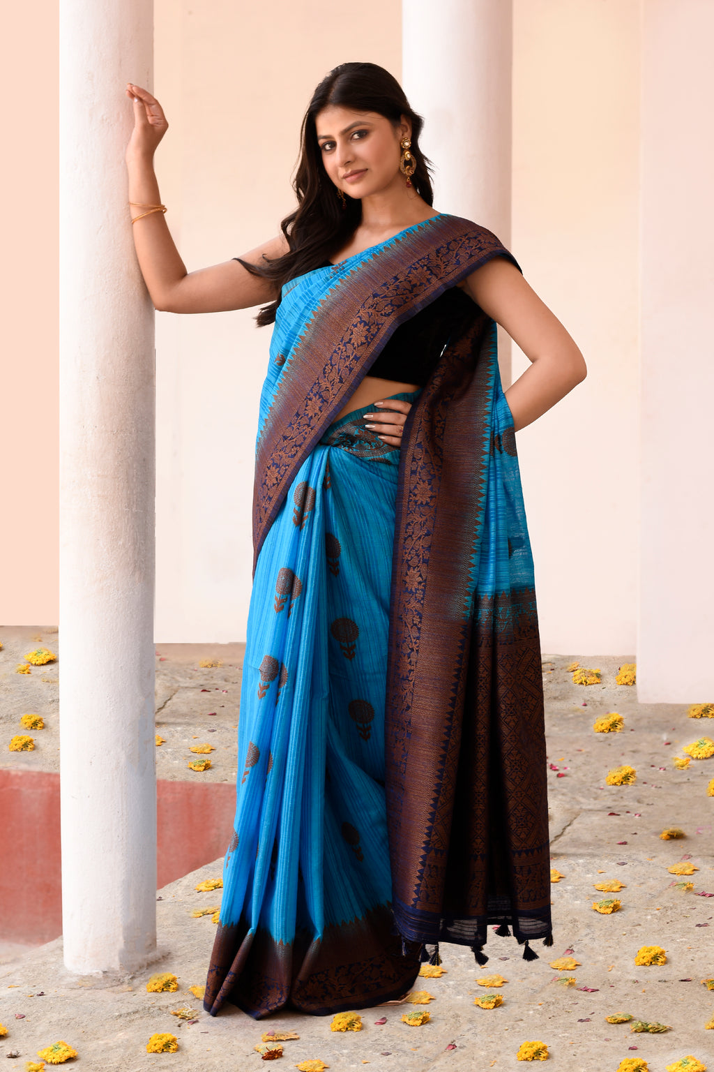 Blue Banarasi Katan Silk Saree