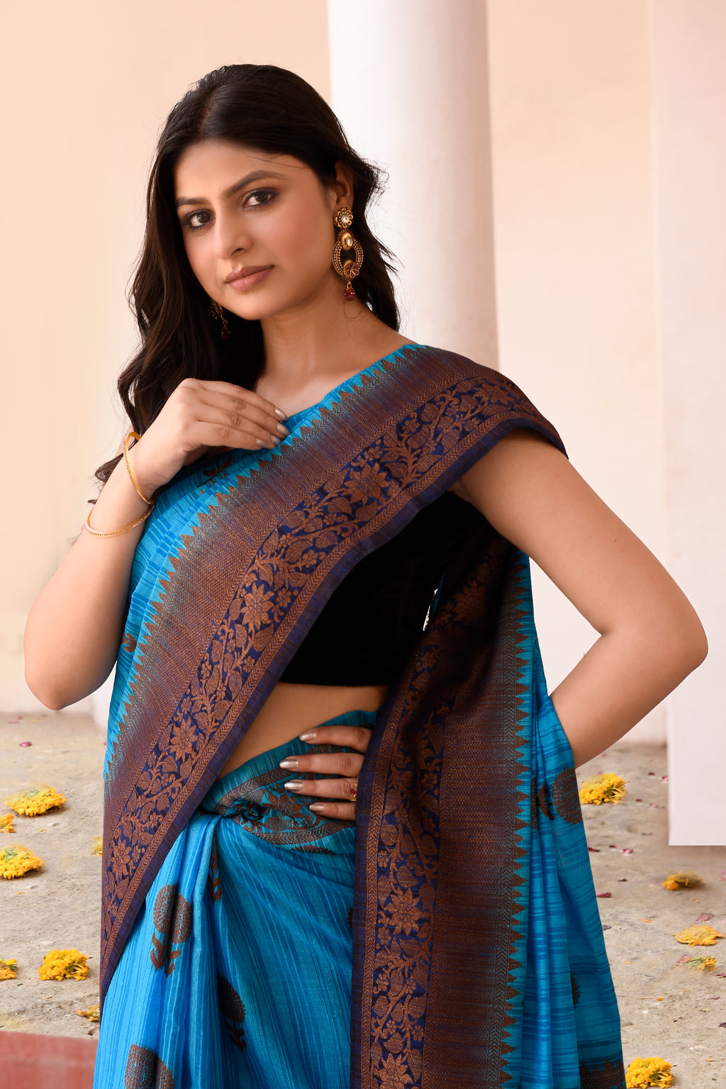 Blue Banarasi Katan Silk Saree