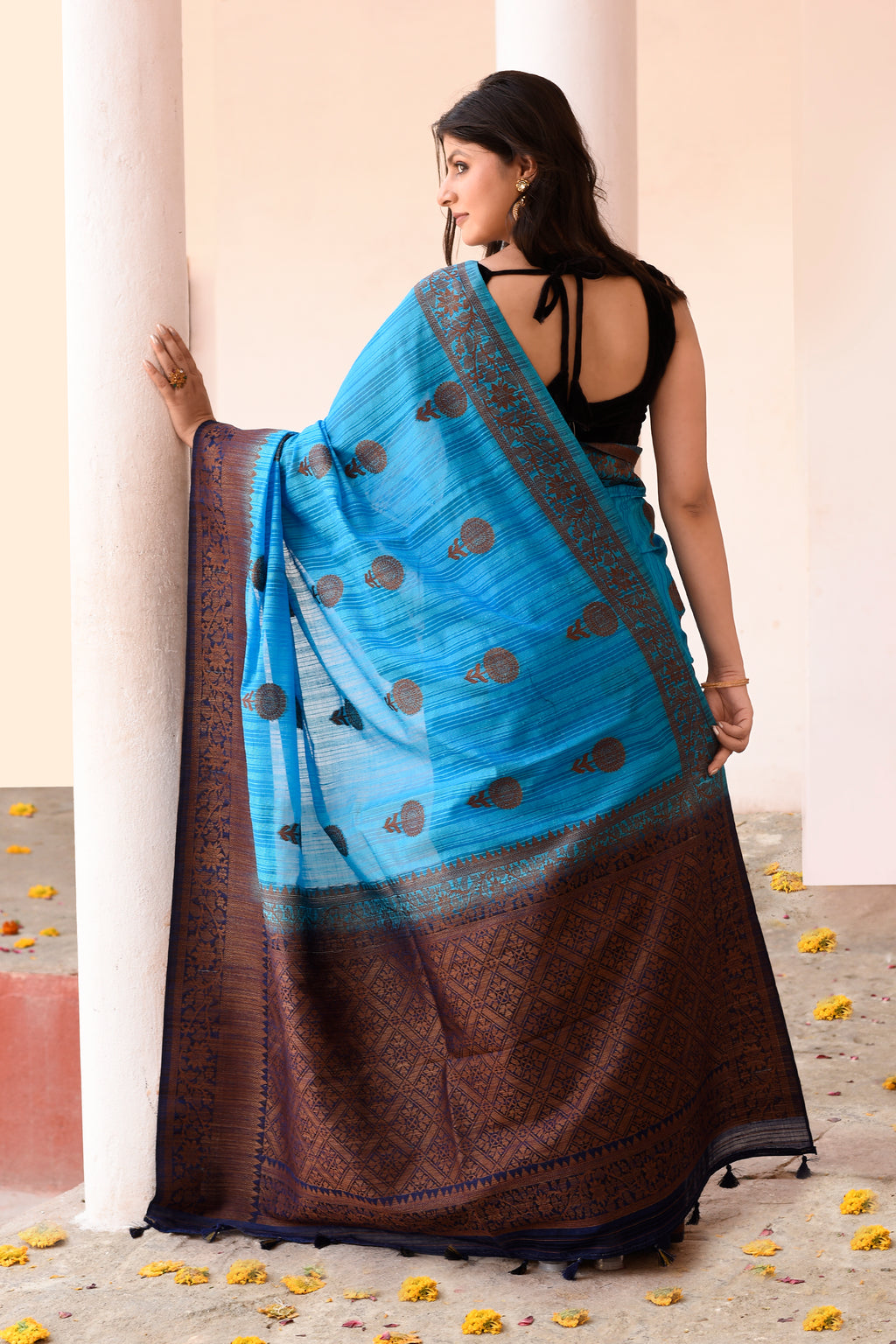 Blue Banarasi Katan Silk Saree