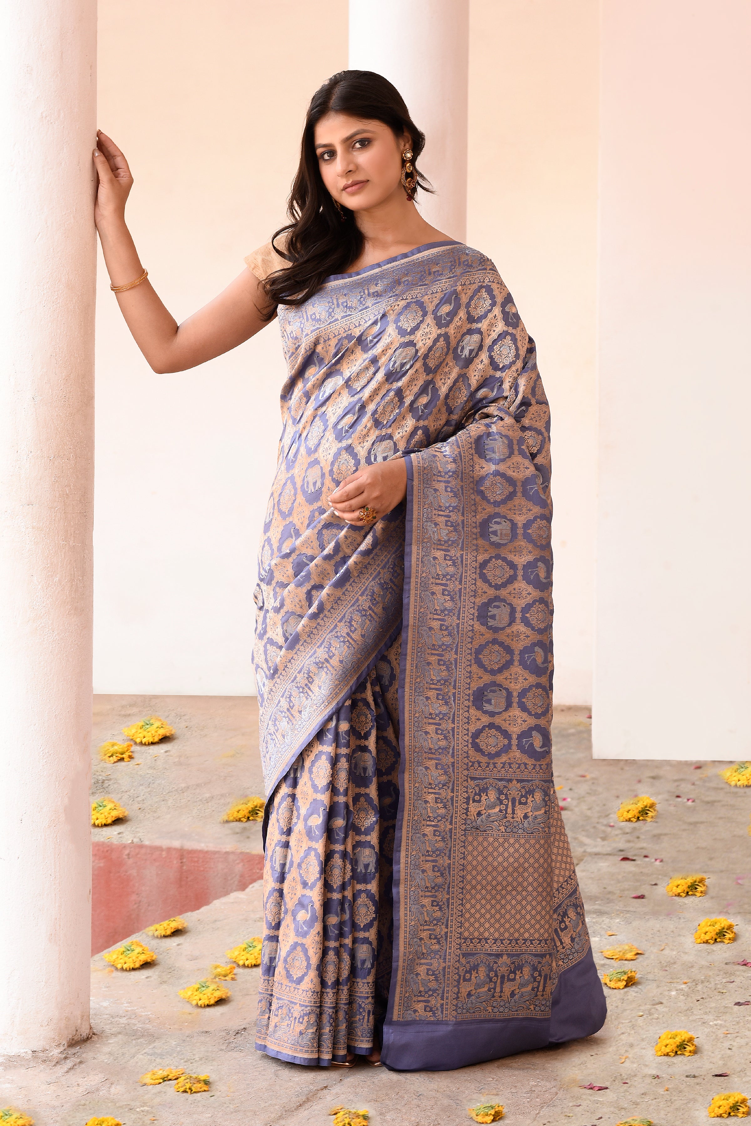 Lavender Handwoven Pure Banarasi Katan Silk Saree