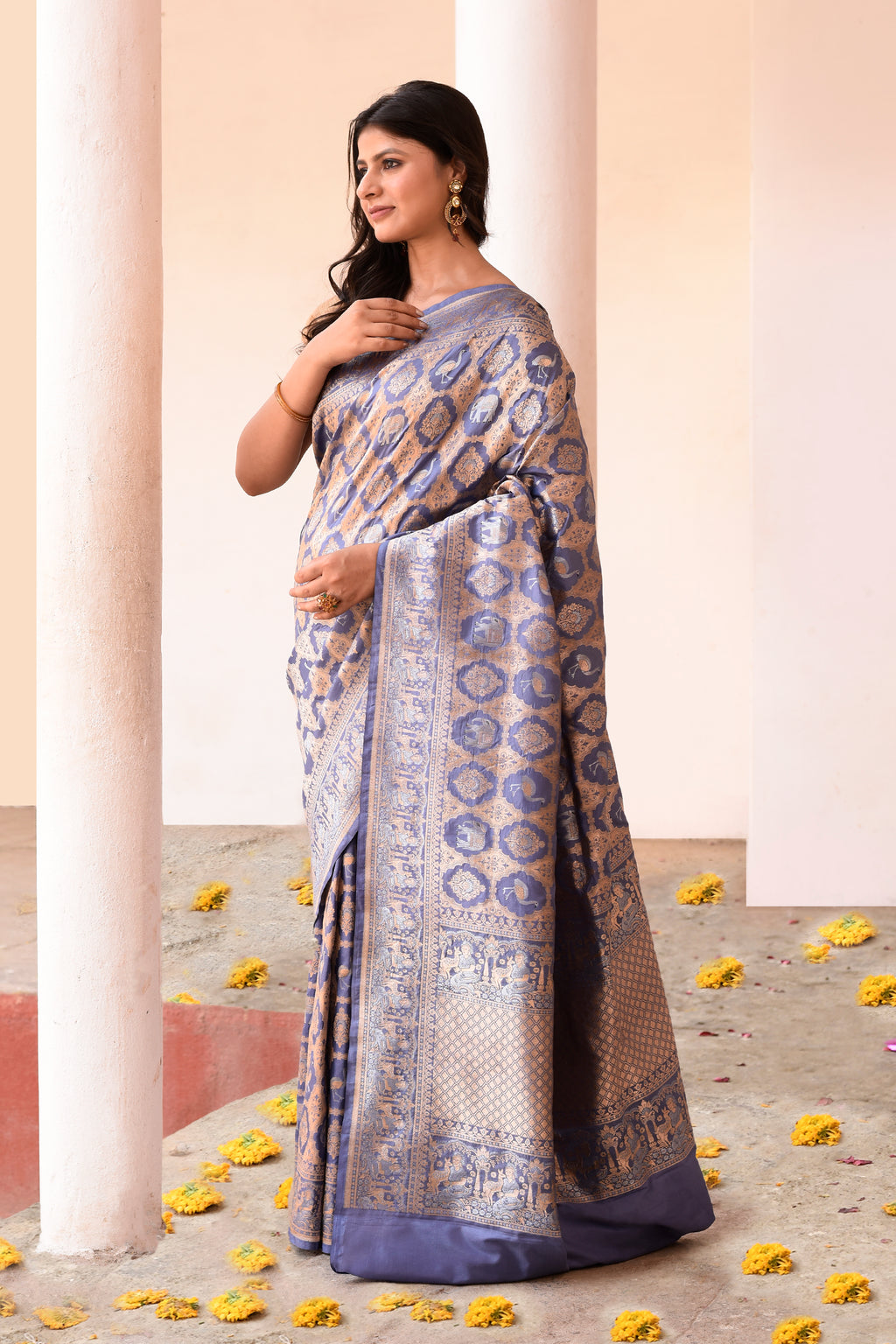 Lavender Handwoven Pure Banarasi Katan Silk Saree
