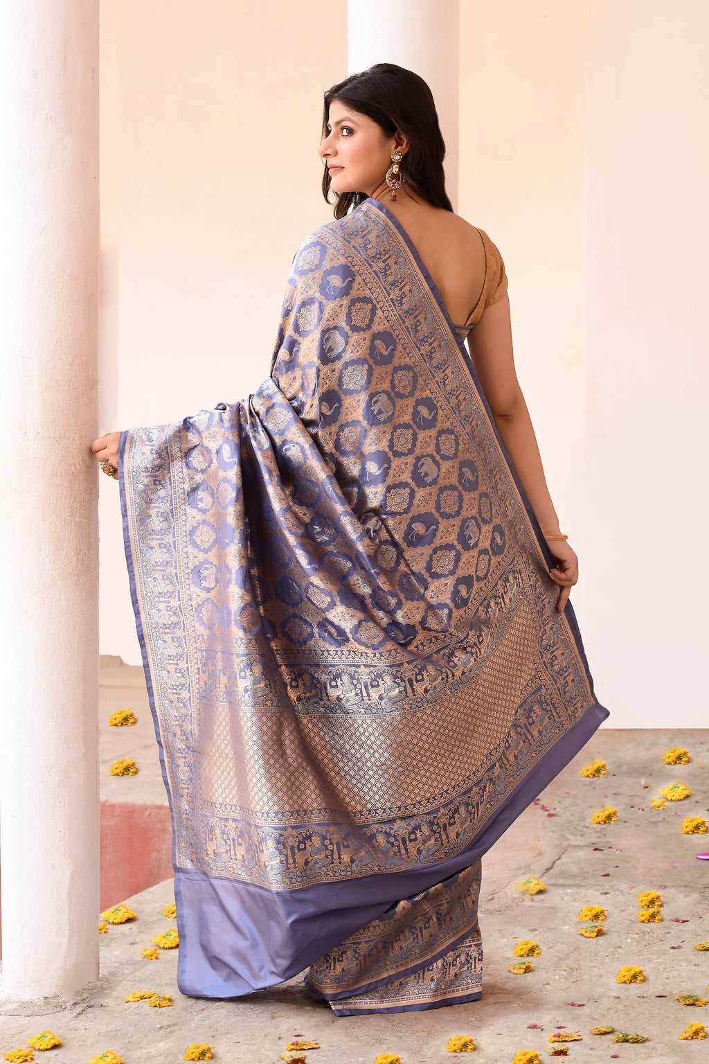 Lavender Handwoven Pure Banarasi Katan Silk Saree