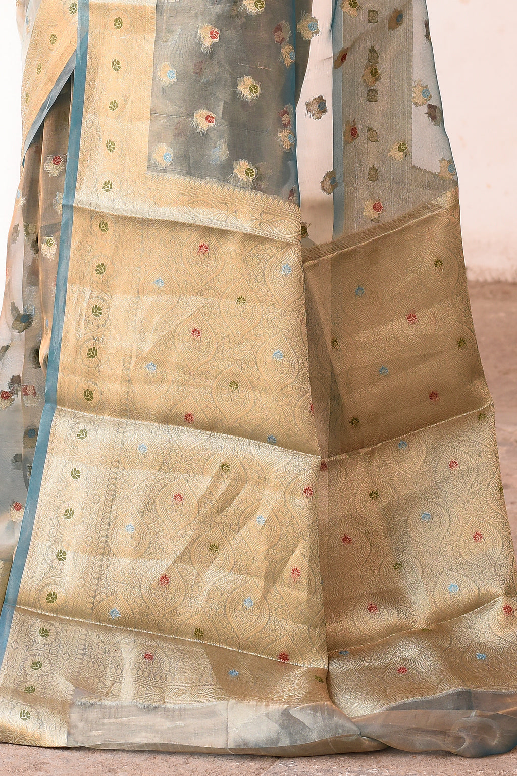 Grey Pure Tissue Silk Saree