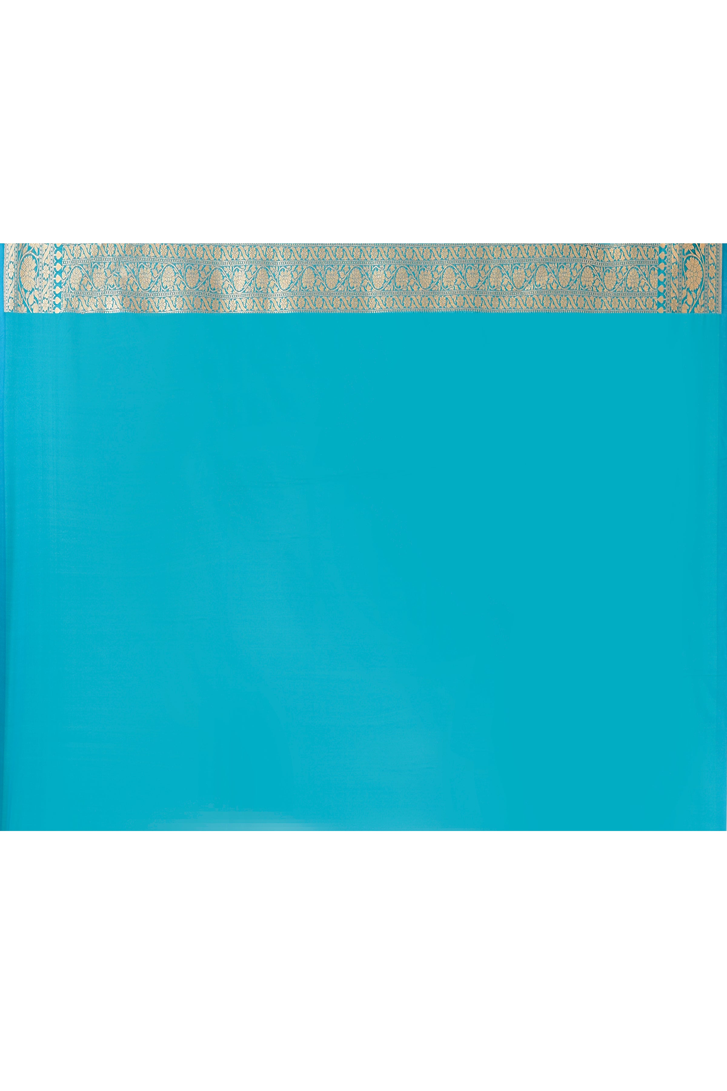 Aqua Blue Banarasi Soft Silk Saree
