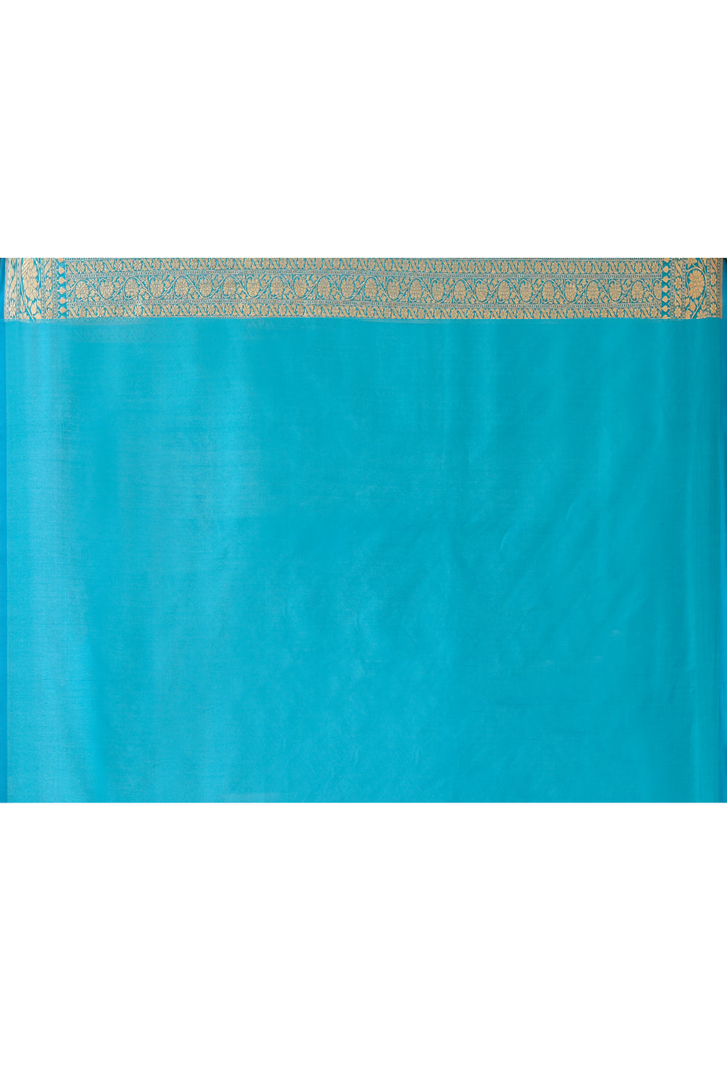 Aqua Blue Banarasi Soft Silk Saree with Gold Zari Floral Jaal