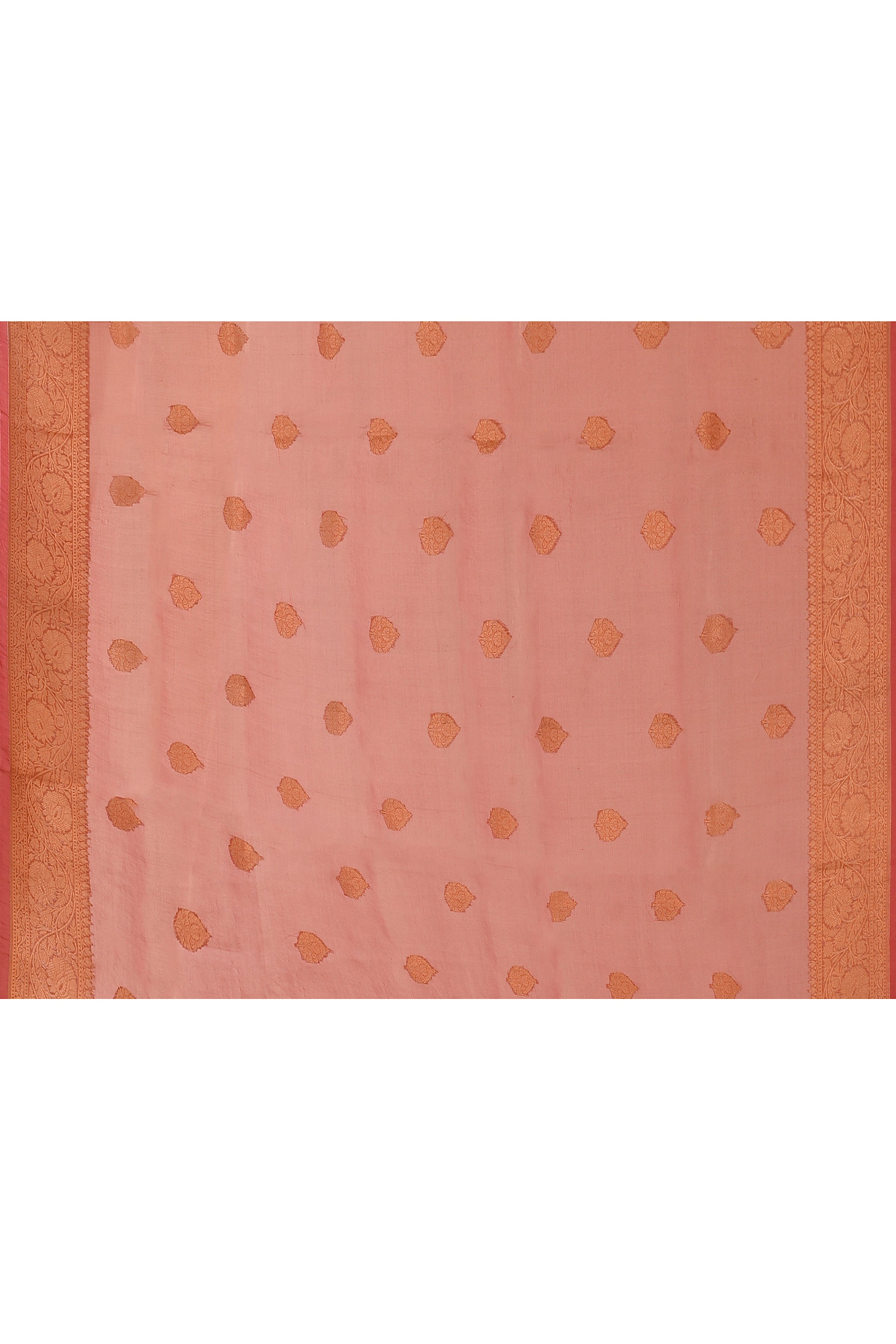 Handwoven Rose Gold Banarasi Kora Tissue Silk Saree