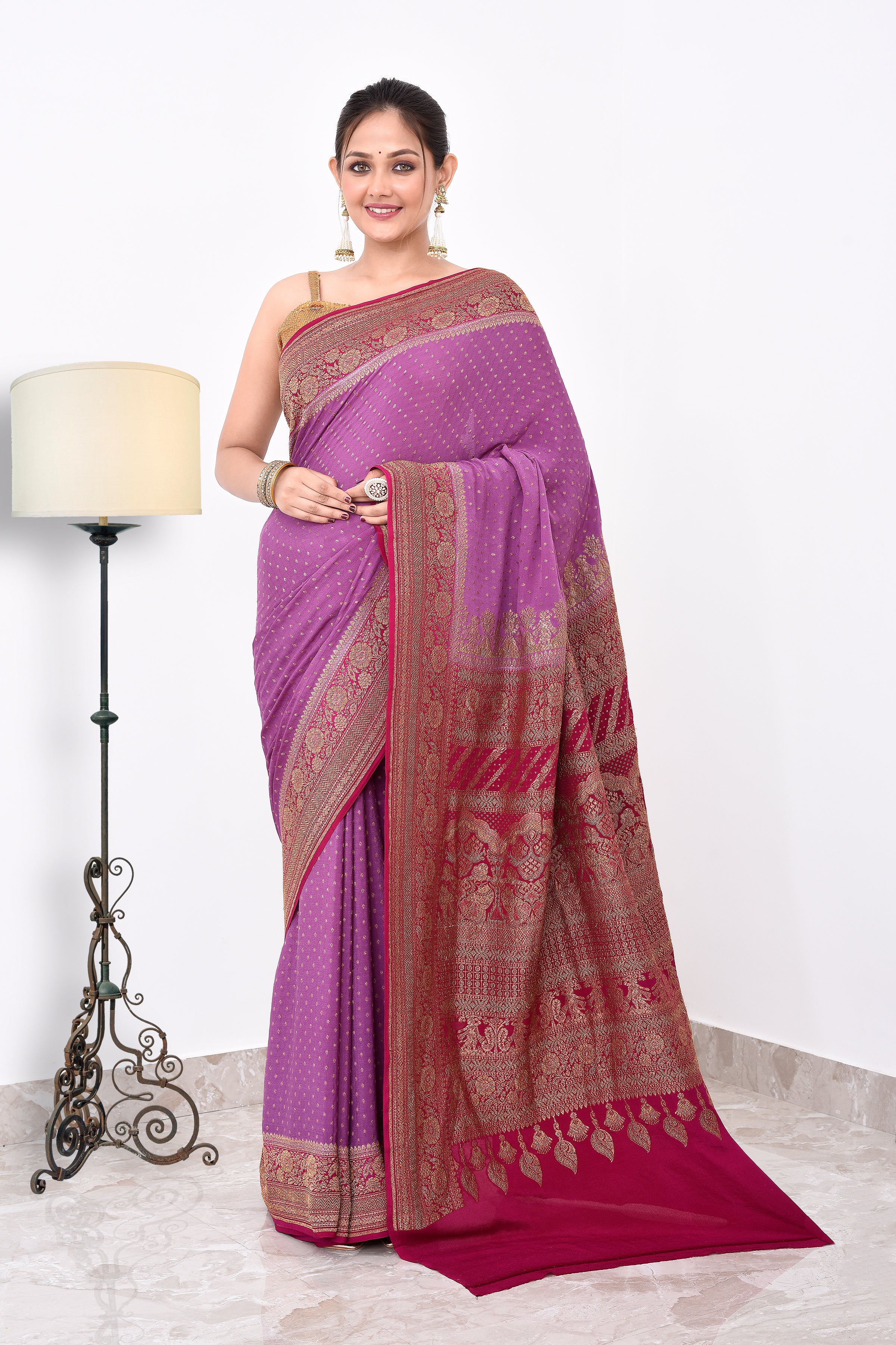 Crepe Silk Handwoven Banaras Saree