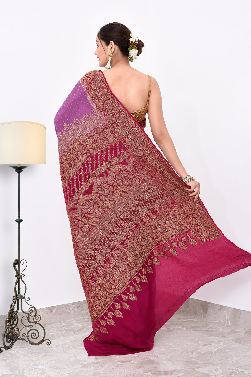 Crepe Silk Handwoven Banaras Saree