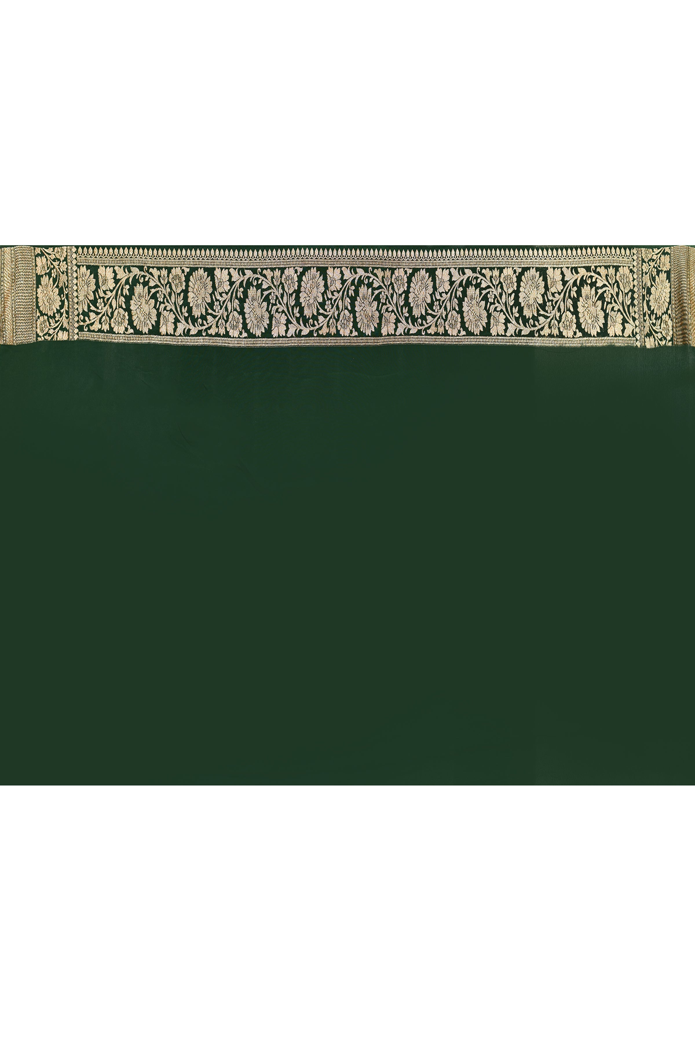 Elegant Dark Green Banarasi Crape Chiffon Silk Saree